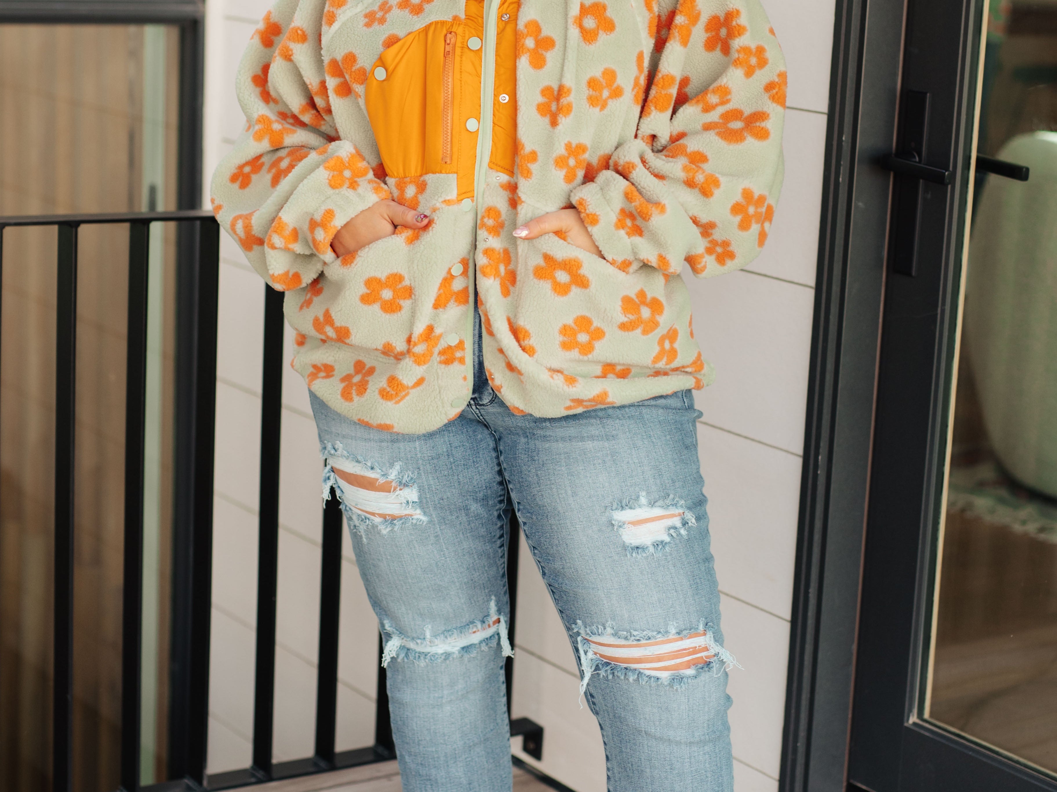 Love It Don't Leave It Floral Fleece Jacket Layers Ave Shops- Tilden Co.