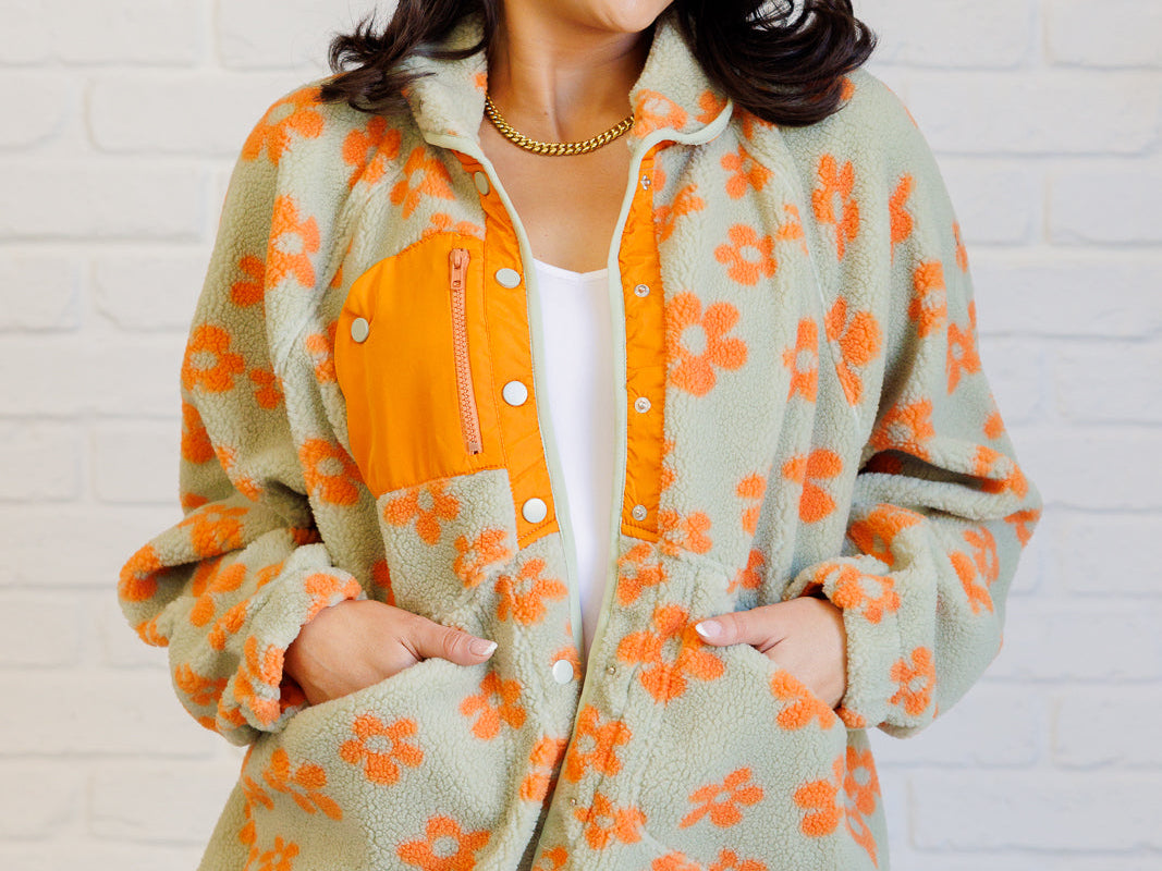Love It Don't Leave It Floral Fleece Jacket Layers Ave Shops- Tilden Co.