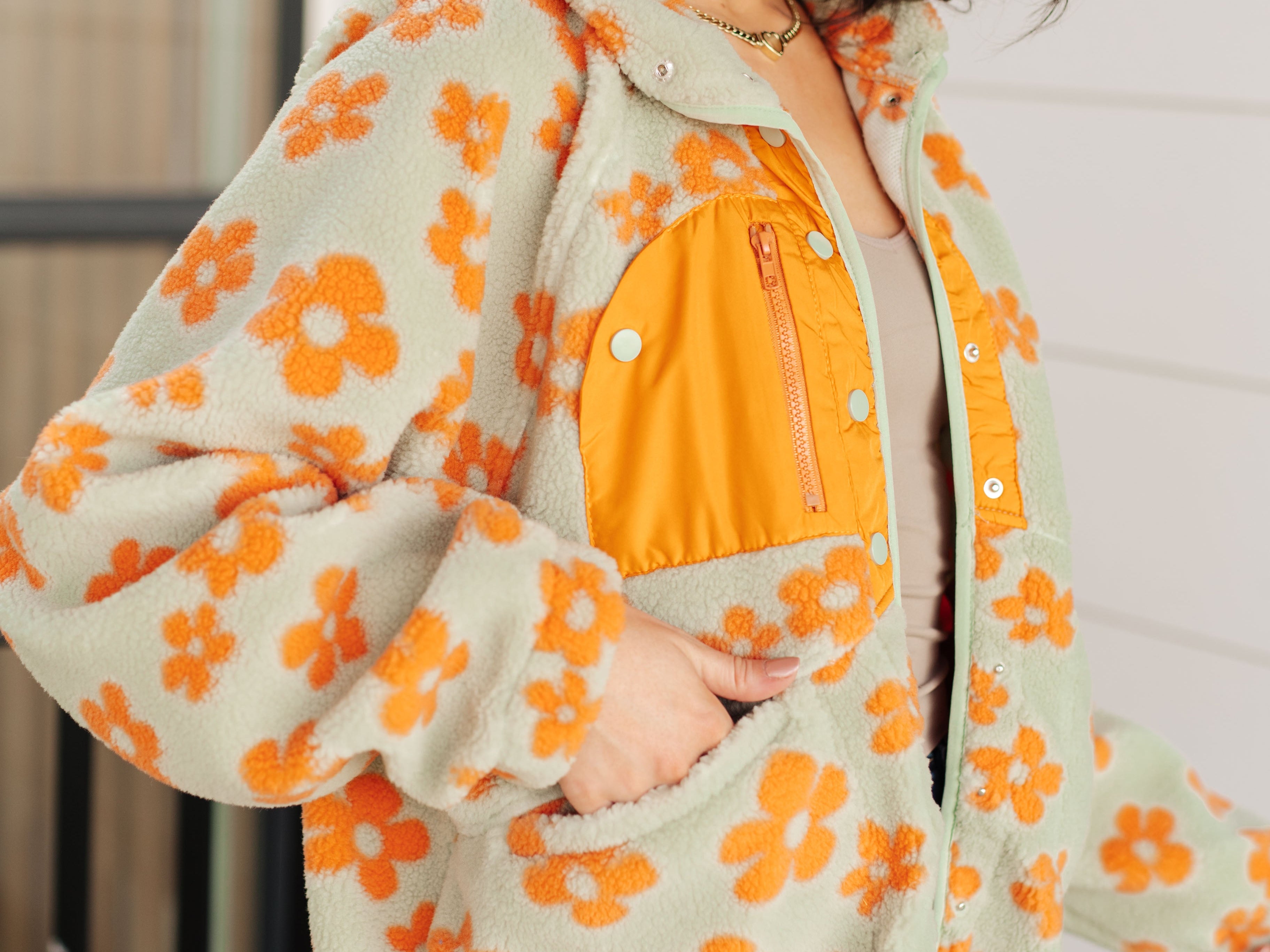 Love It Don't Leave It Floral Fleece Jacket Layers Ave Shops- Tilden Co.