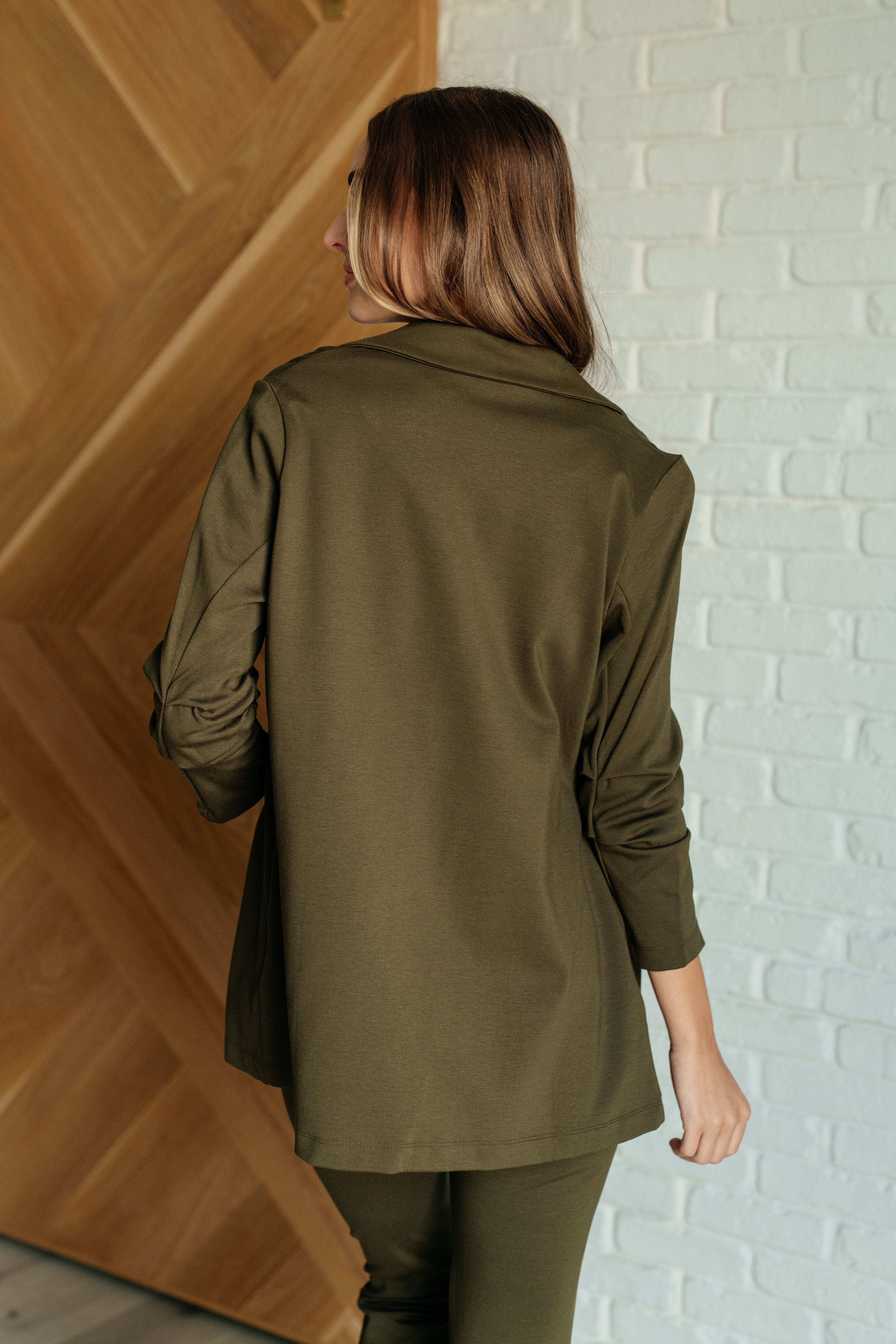 Magic 3/4 Blazer in Olive Layers Ave Shops- Tilden Co.