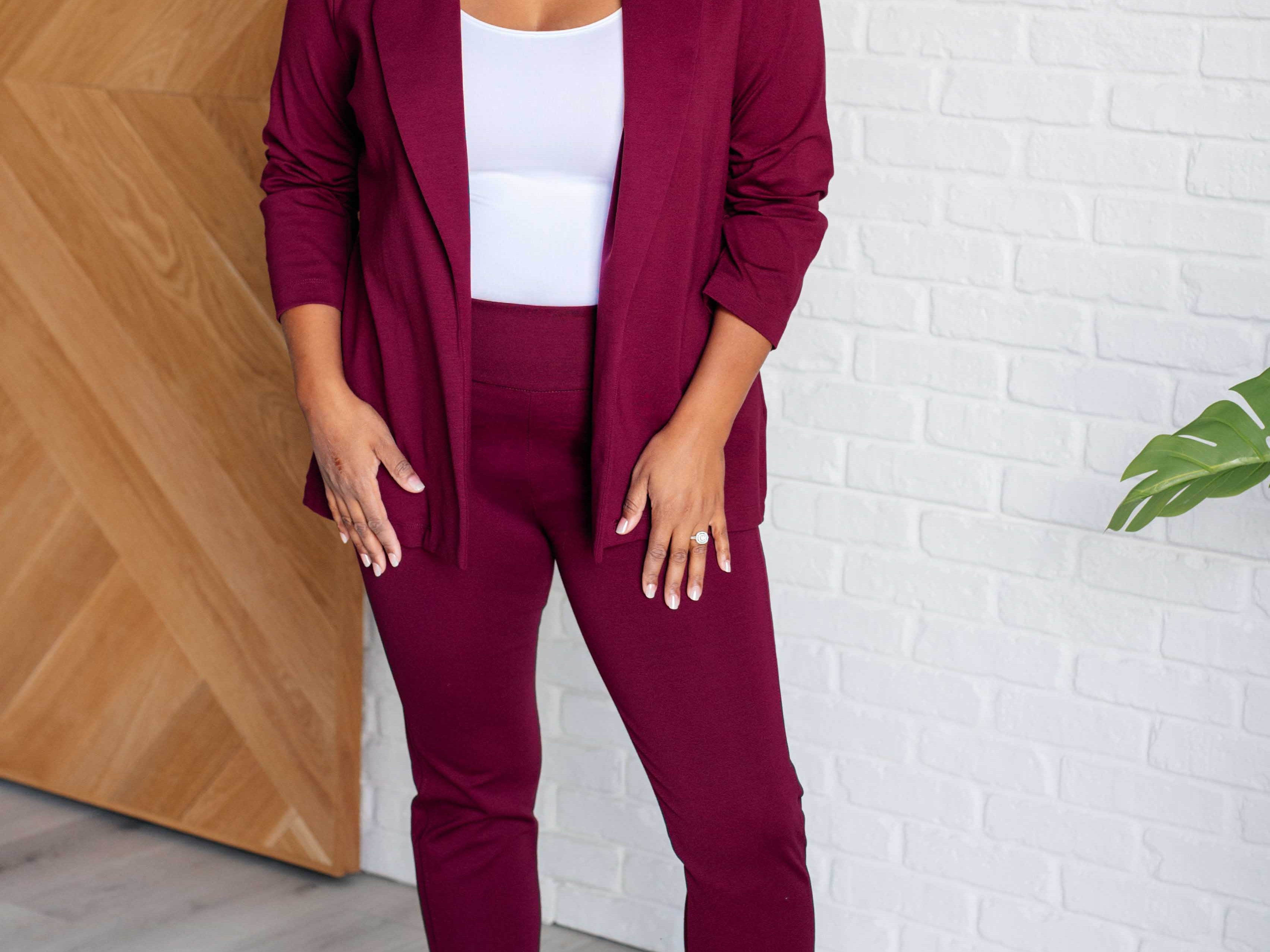 Magic Ankle Crop Skinny Pants in Wine Bottoms Ave Shops- Tilden Co.