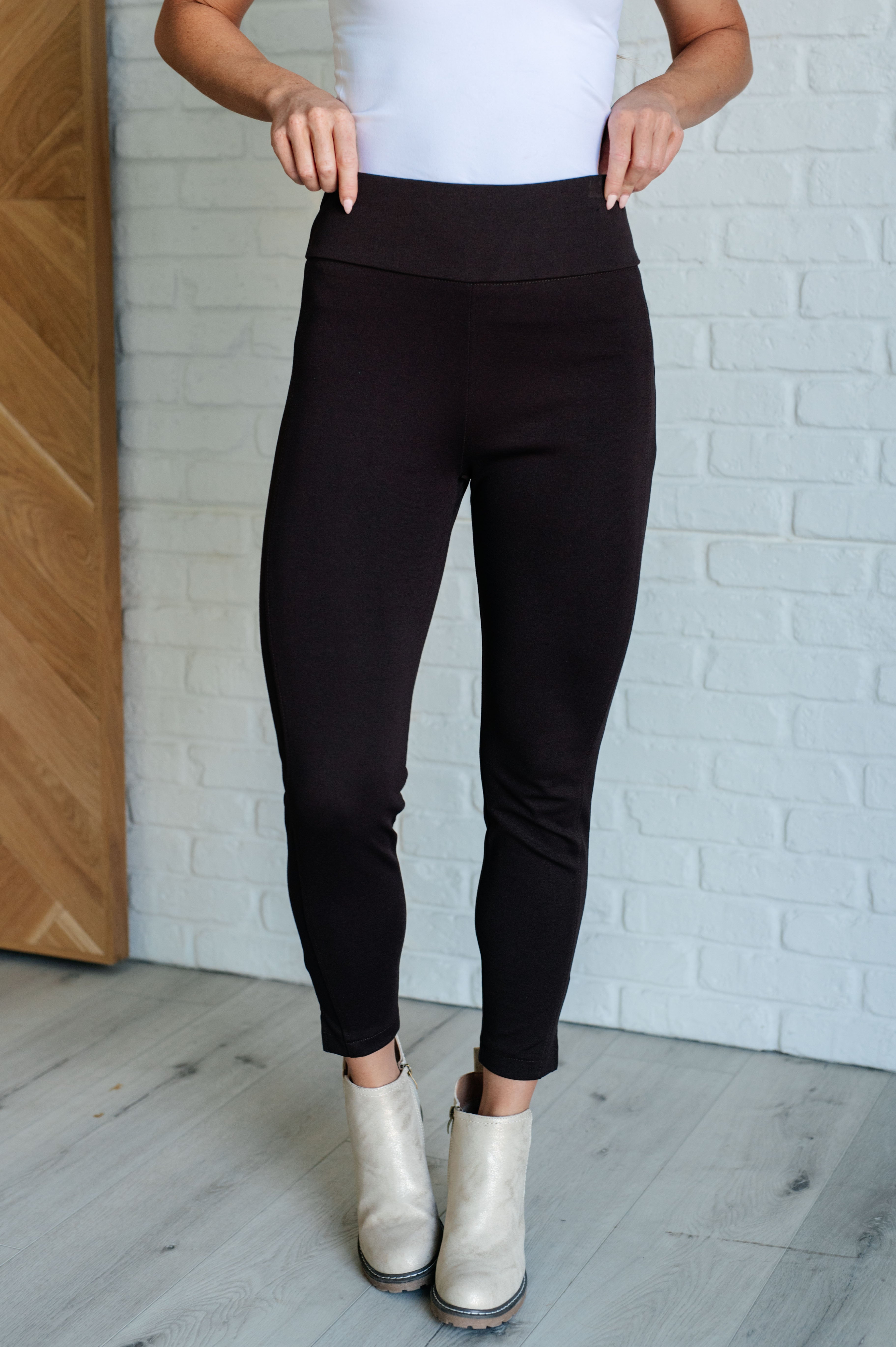 Magic Ankle Crop Skinny Pants in Chocolate Bottoms Ave Shops- Tilden Co.