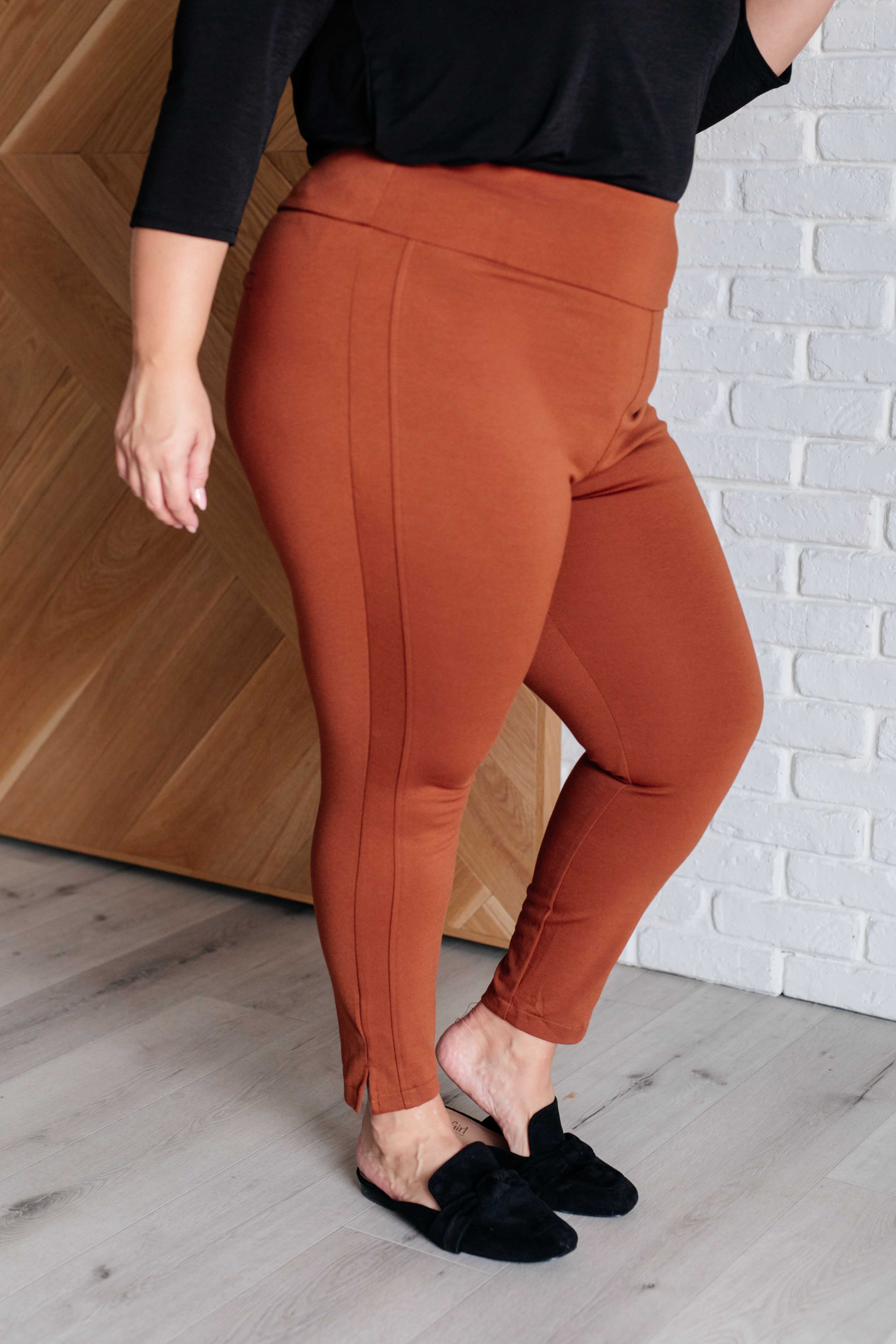 Magic Ankle Crop Skinny Pants in Rust Bottoms Ave Shops- Tilden Co.