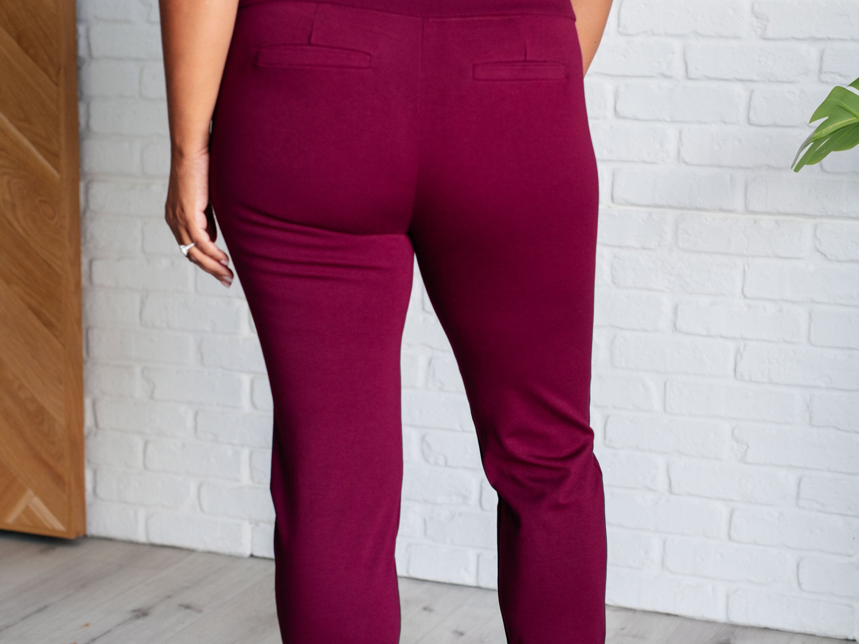Magic Ankle Crop Skinny Pants in Wine Bottoms Ave Shops- Tilden Co.