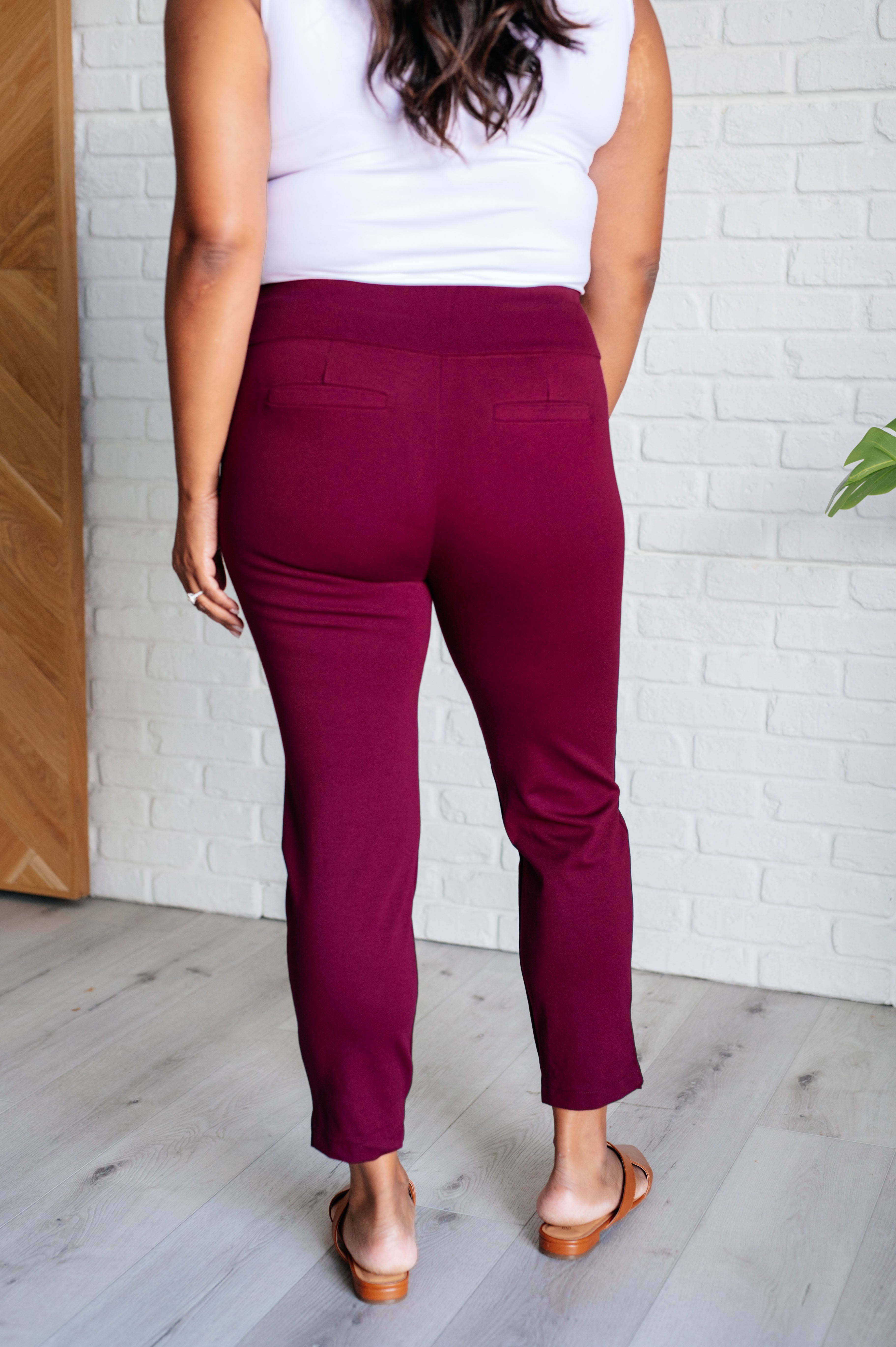 Magic Ankle Crop Skinny Pants in Wine Bottoms Ave Shops- Tilden Co.