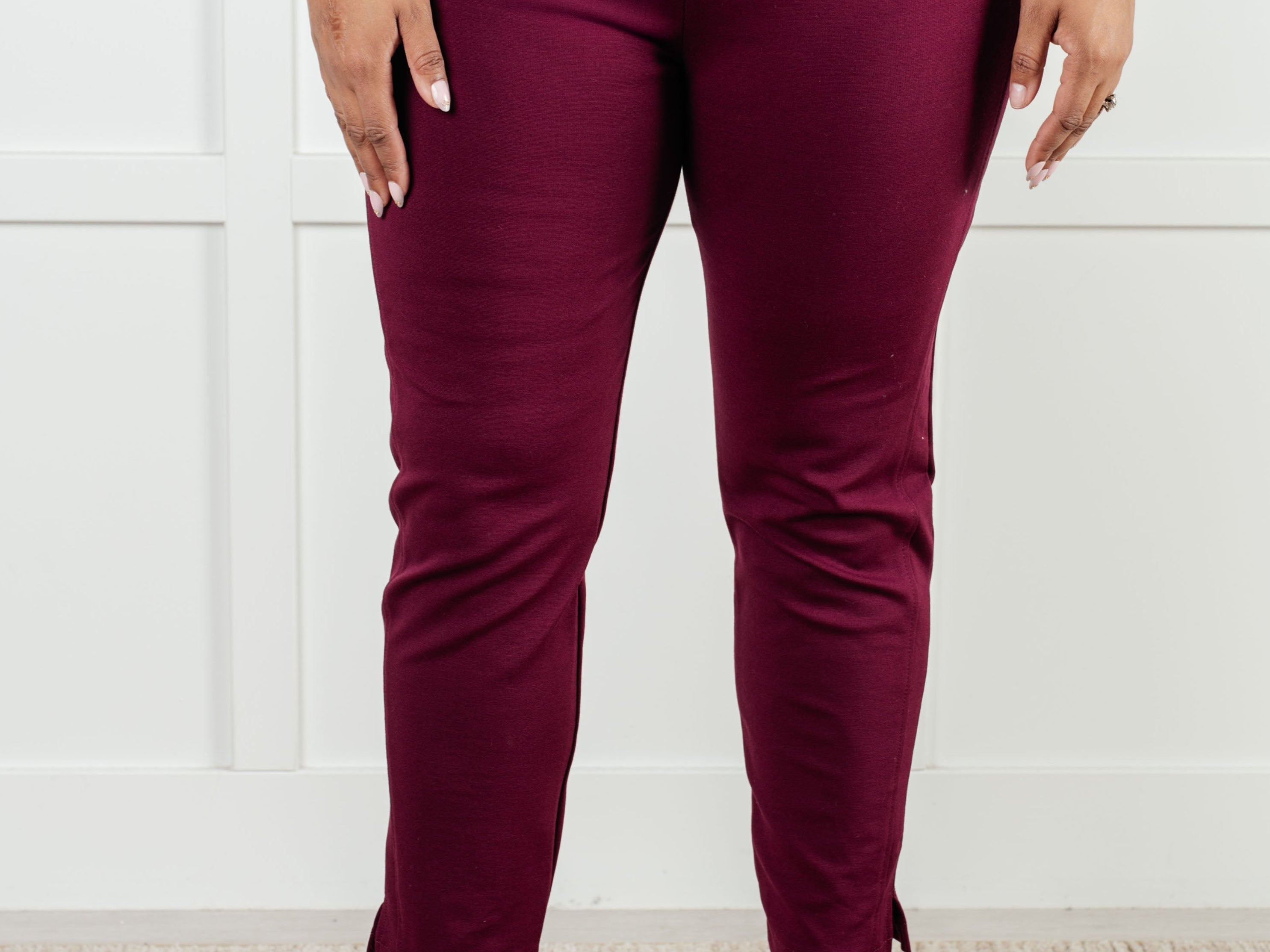 Magic Ankle Crop Skinny Pants in Wine Bottoms Ave Shops- Tilden Co.