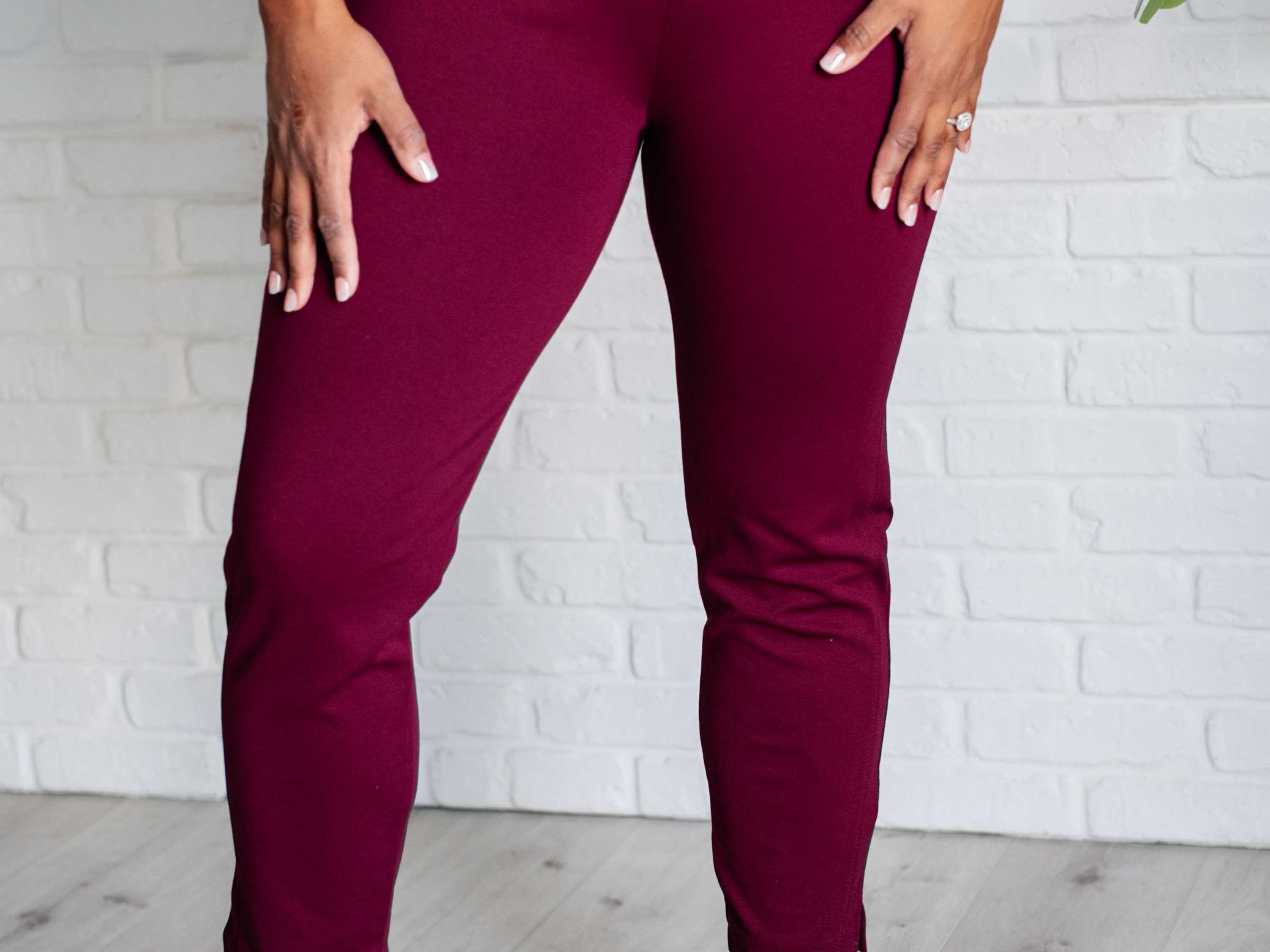 Magic Ankle Crop Skinny Pants in Wine Bottoms Ave Shops- Tilden Co.