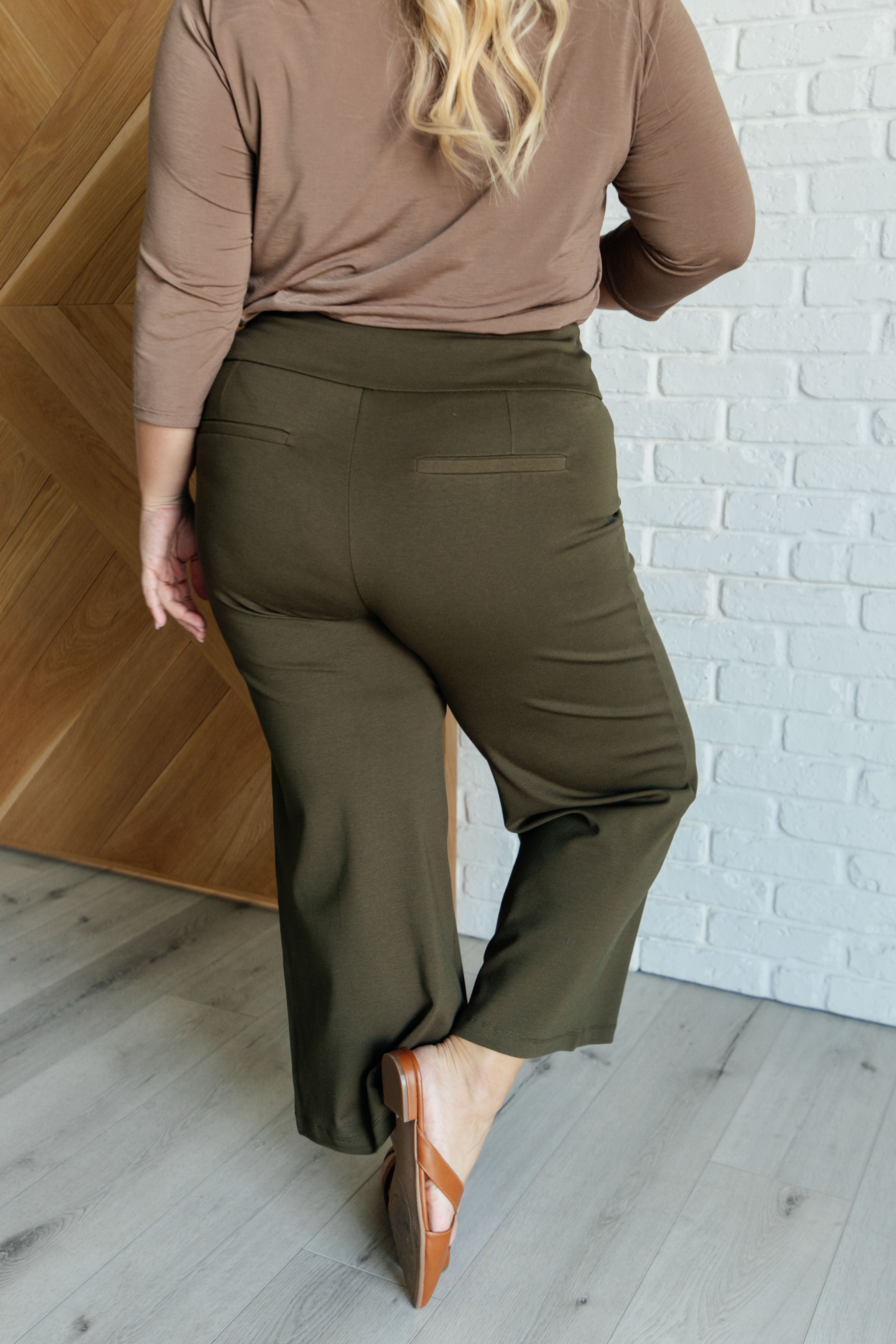 Magic Wide Leg Crop Pants in Olive Bottoms Ave Shops- Tilden Co.