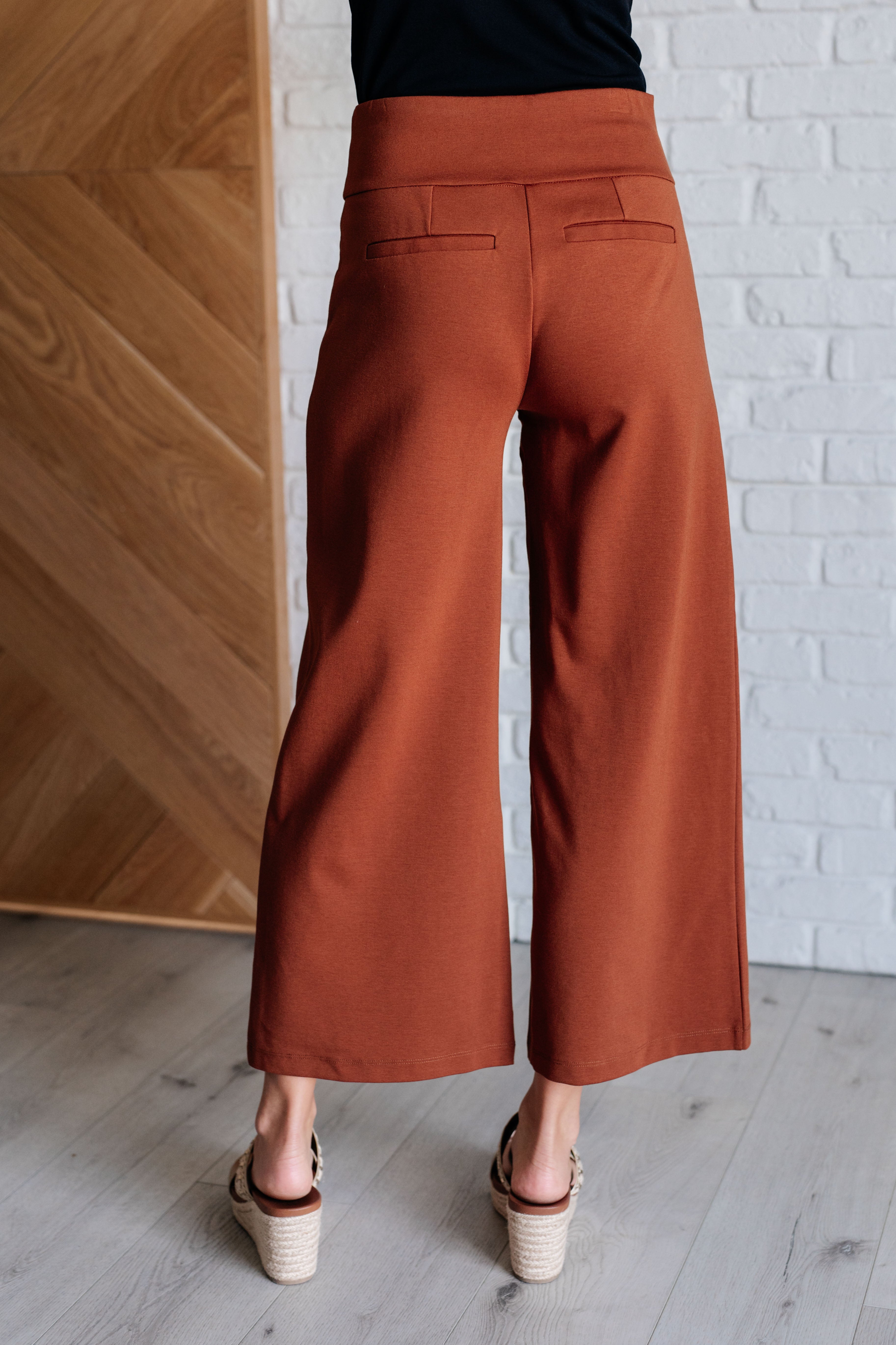Magic Wide Leg Crop Pants in Rust Bottoms Ave Shops- Tilden Co.