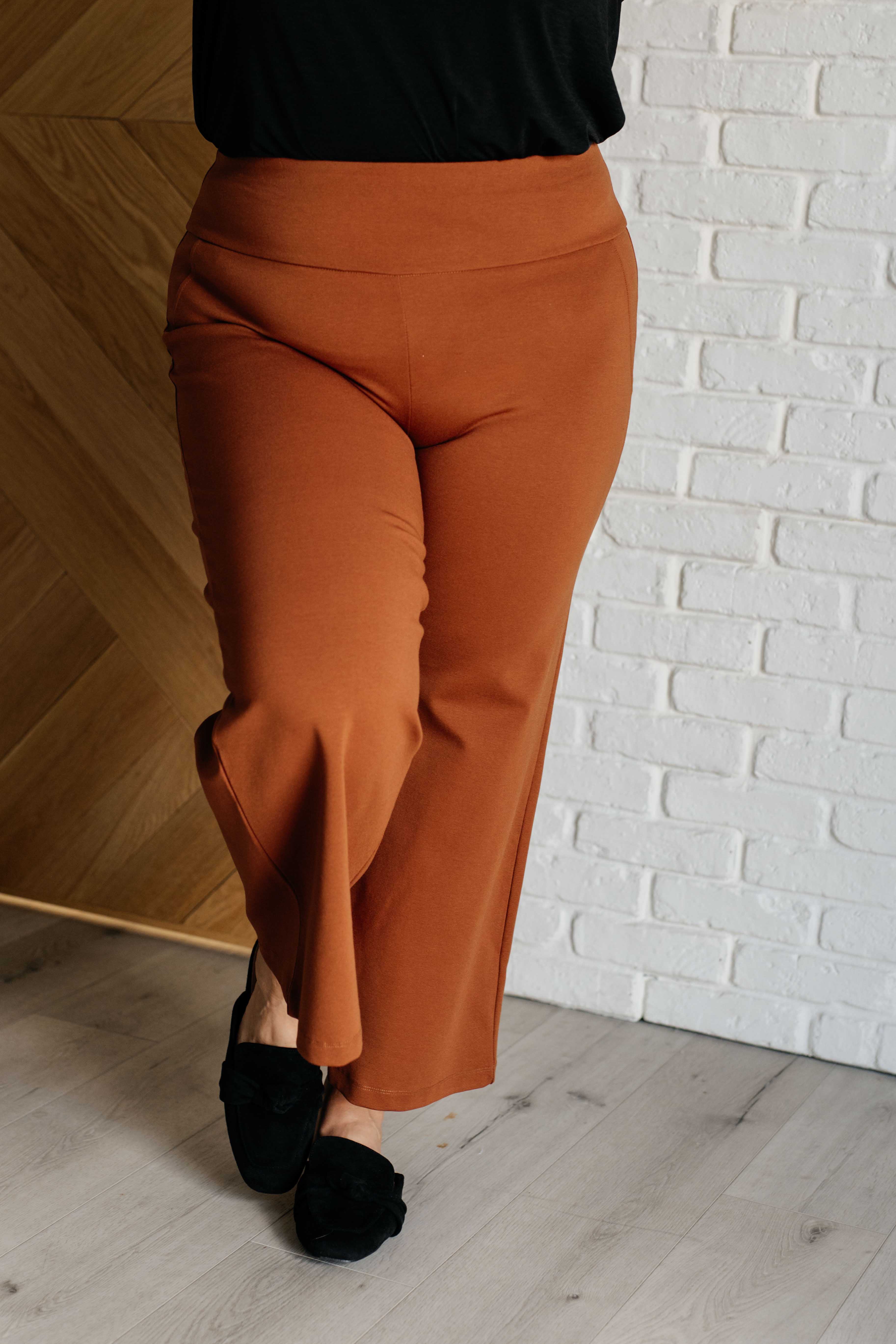 Magic Wide Leg Crop Pants in Rust Bottoms Ave Shops- Tilden Co.