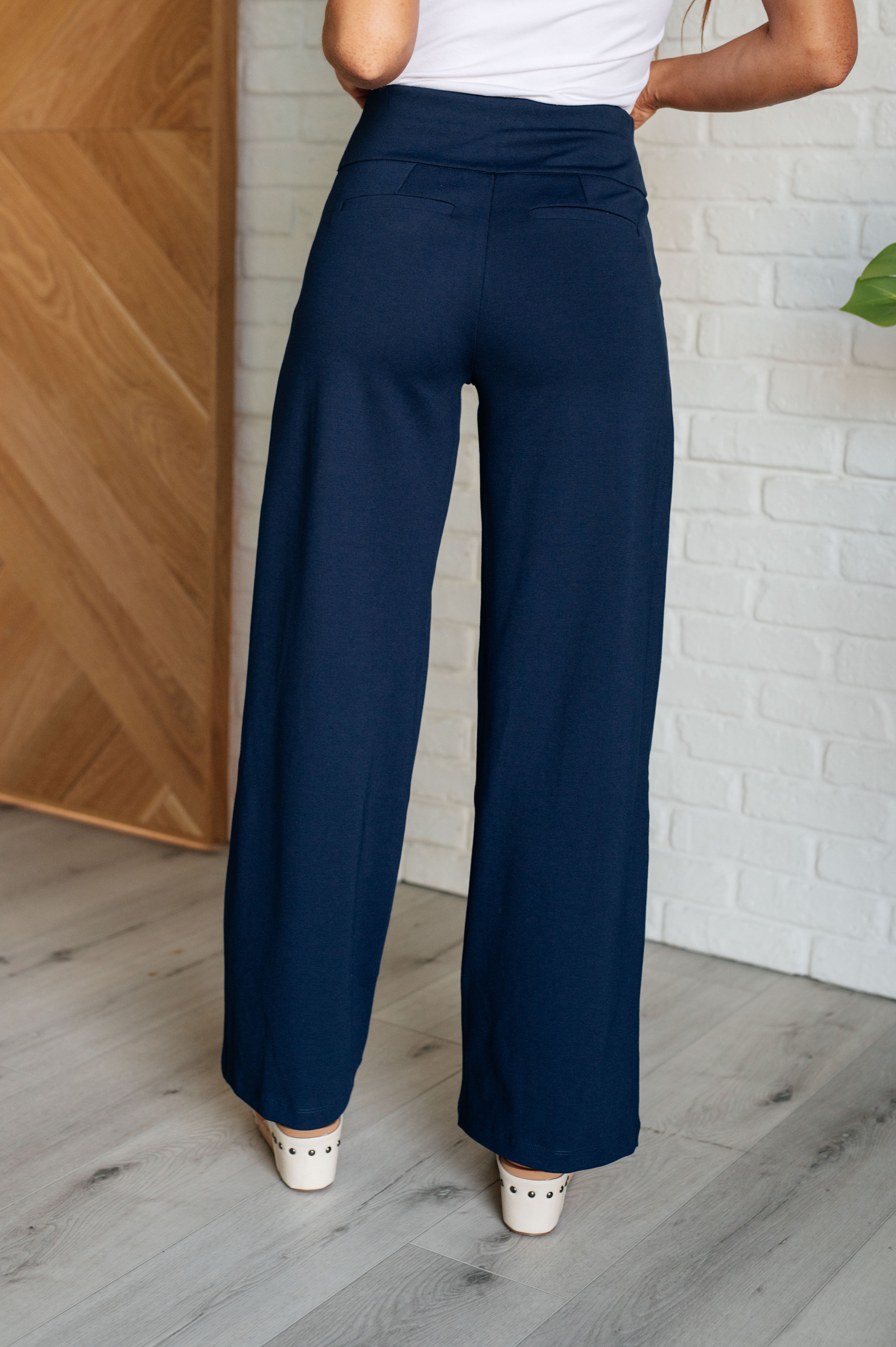 Magic Wide Leg Pants in Navy Bottoms Ave Shops- Tilden Co.