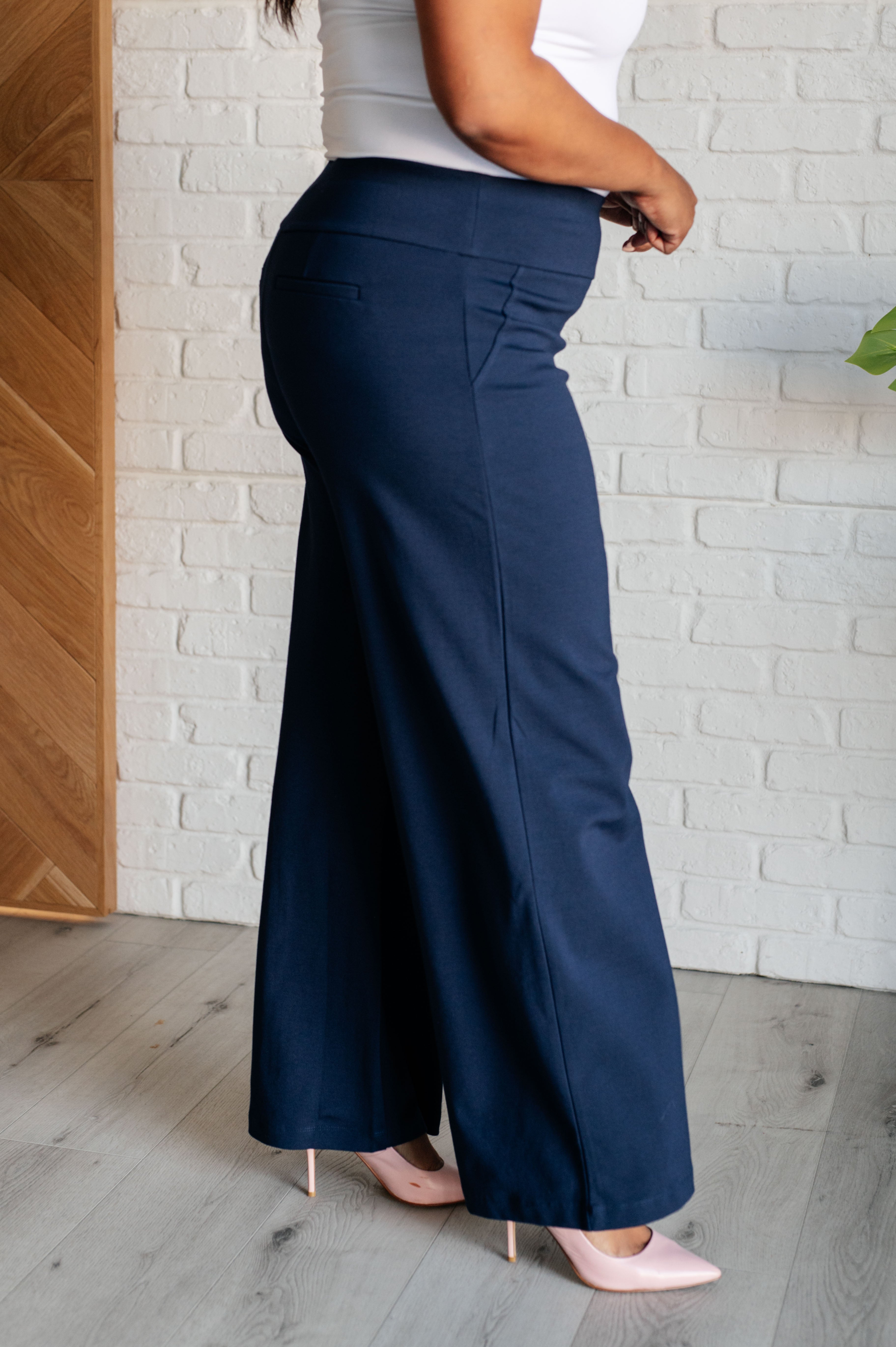 Magic Wide Leg Pants in Navy Bottoms Ave Shops- Tilden Co.