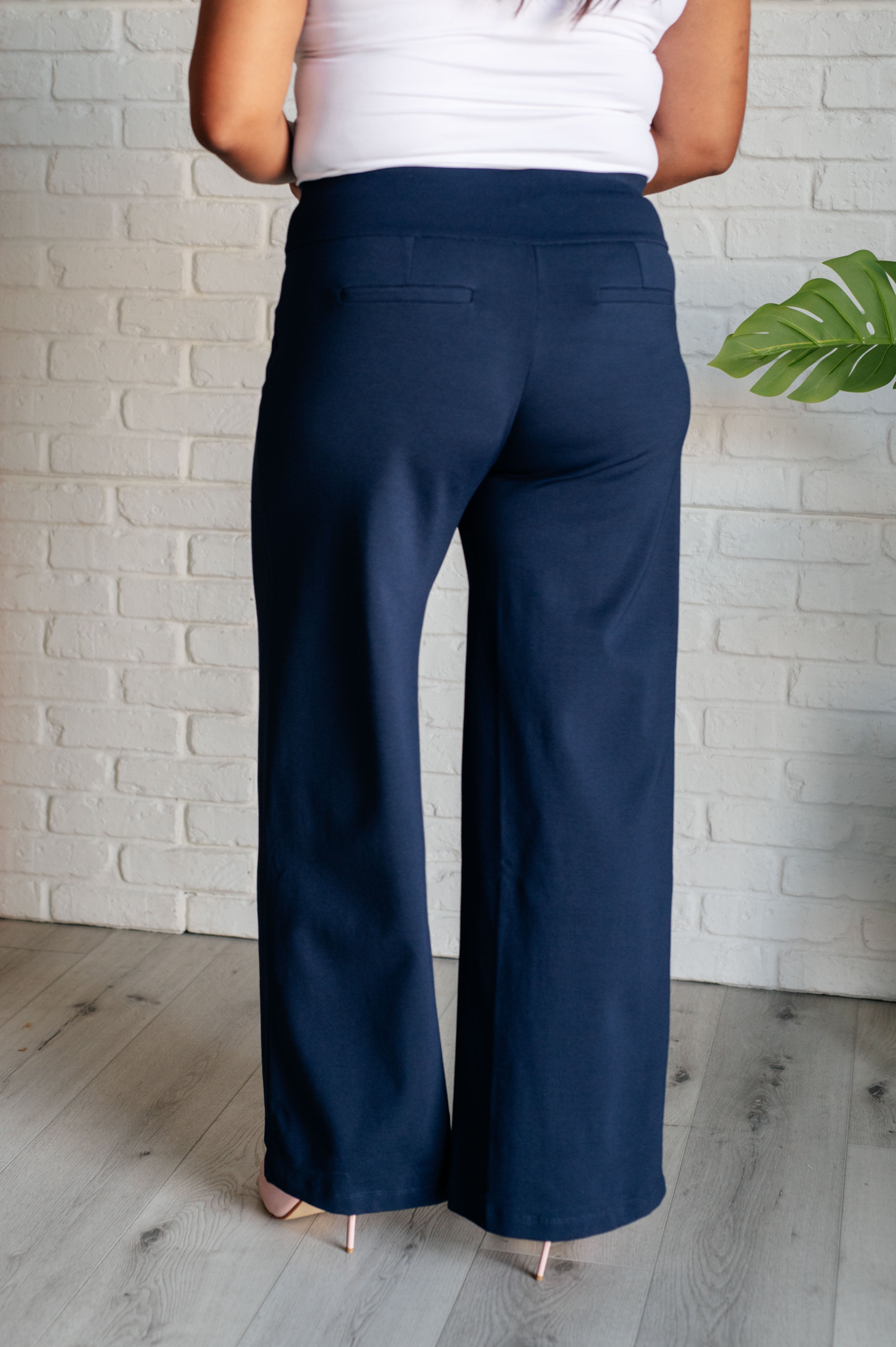 Magic Wide Leg Pants in Navy Bottoms Ave Shops- Tilden Co.