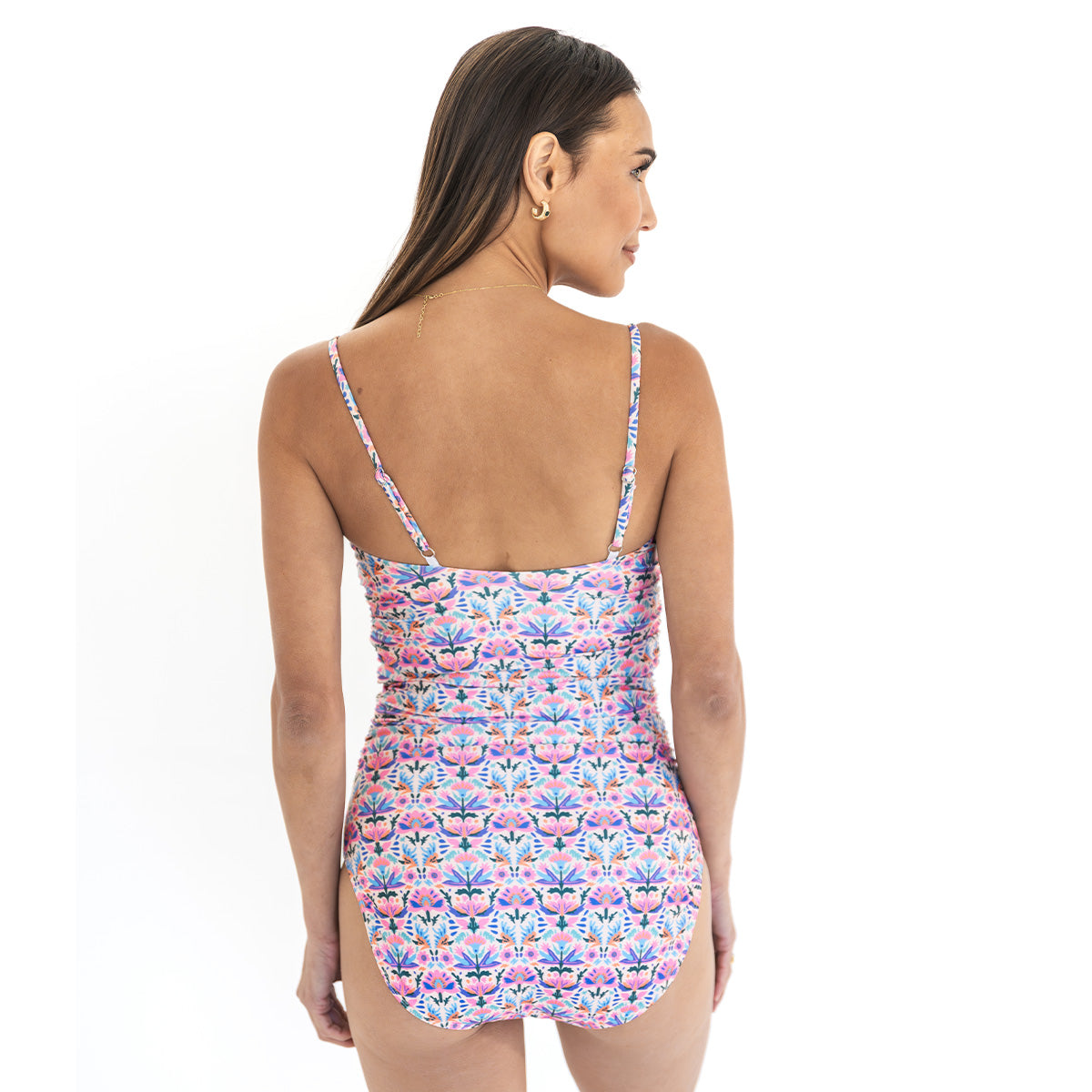 Spaghetti Strap Ruched One Piece Swimsuit One Piece Swimsuit Janela Bay- Tilden Co.