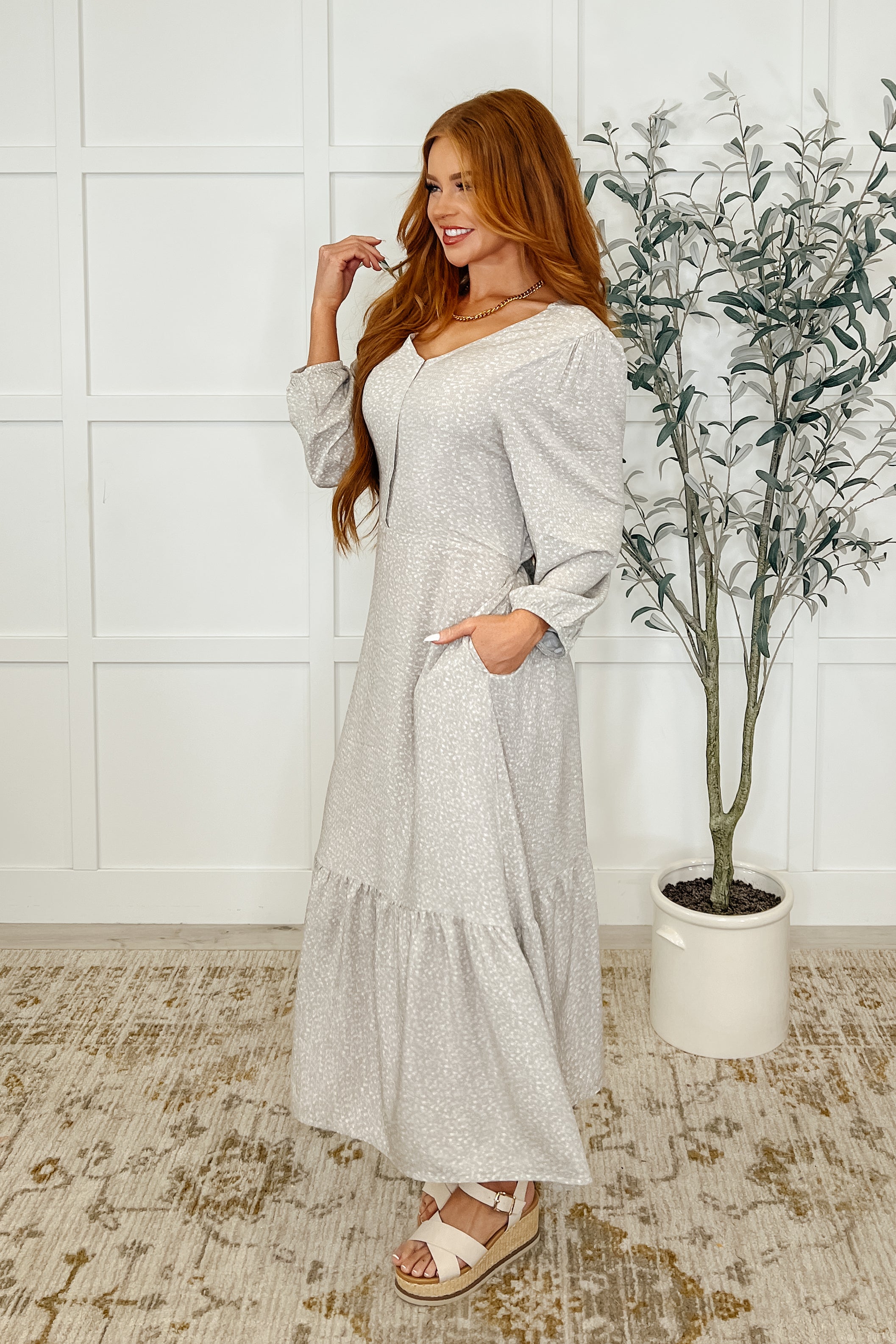 Maple Dress Greige Vineyard Womens Ave Shops- Tilden Co.