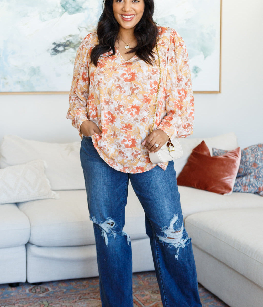 Marigold Dreams Floral Blouse Tops Ave Shops- Tilden Co.