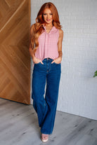 Matter of Fact Pleat Front Sleeveless Blouse in Pink Blouses Ave Shops- Tilden Co.