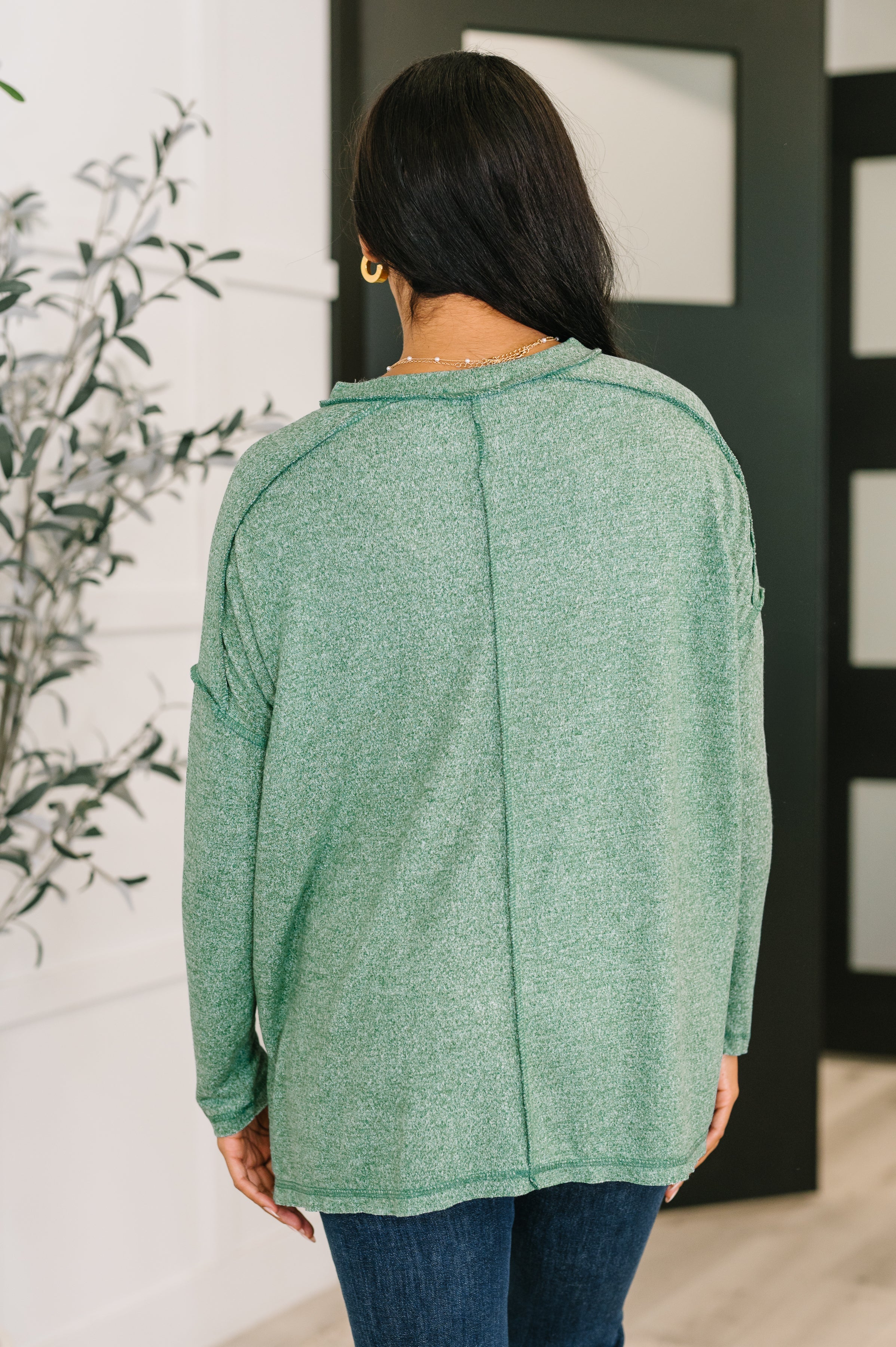 Mellow Mood Heathered Pullover in Dark Green Womens Ave Shops- Tilden Co.