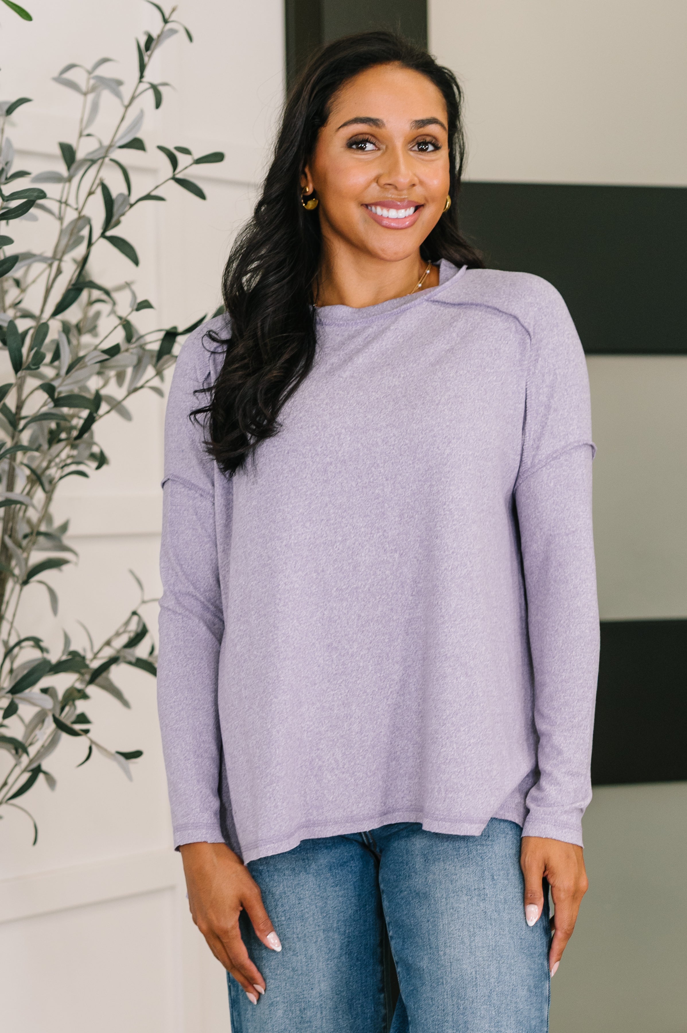 Mellow Mood Heathered Pullover in Lavender Womens Ave Shops- Tilden Co.