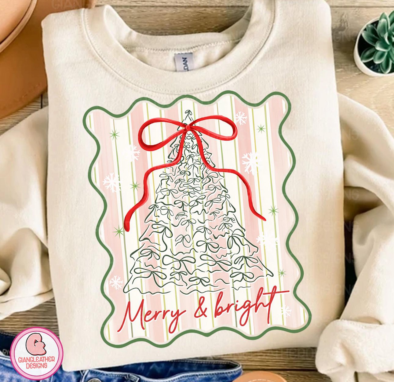 Merry & Bright Tree Graphic Tee and Sweatshirt Womens Ave Shops- Tilden Co.