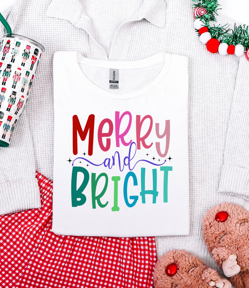 Merry and Bright Graphic Tee and Sweatshirt Womens Ave Shops- Tilden Co.