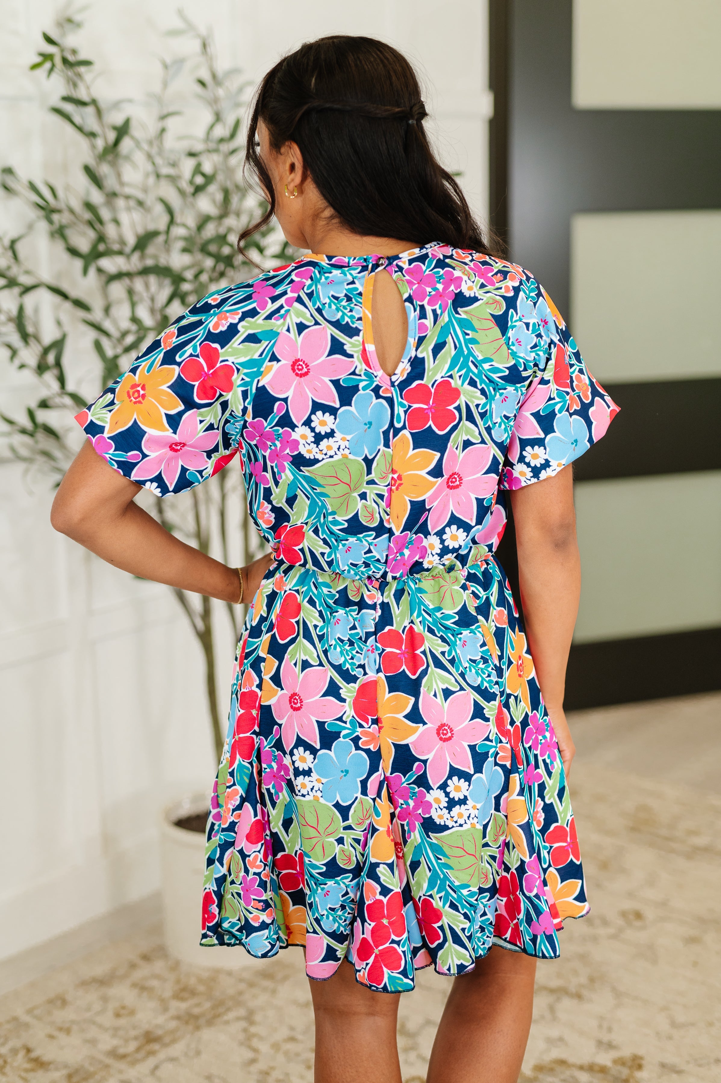 Miss Behave Bubble Sleeve Dress in Navy Womens Ave Shops- Tilden Co.