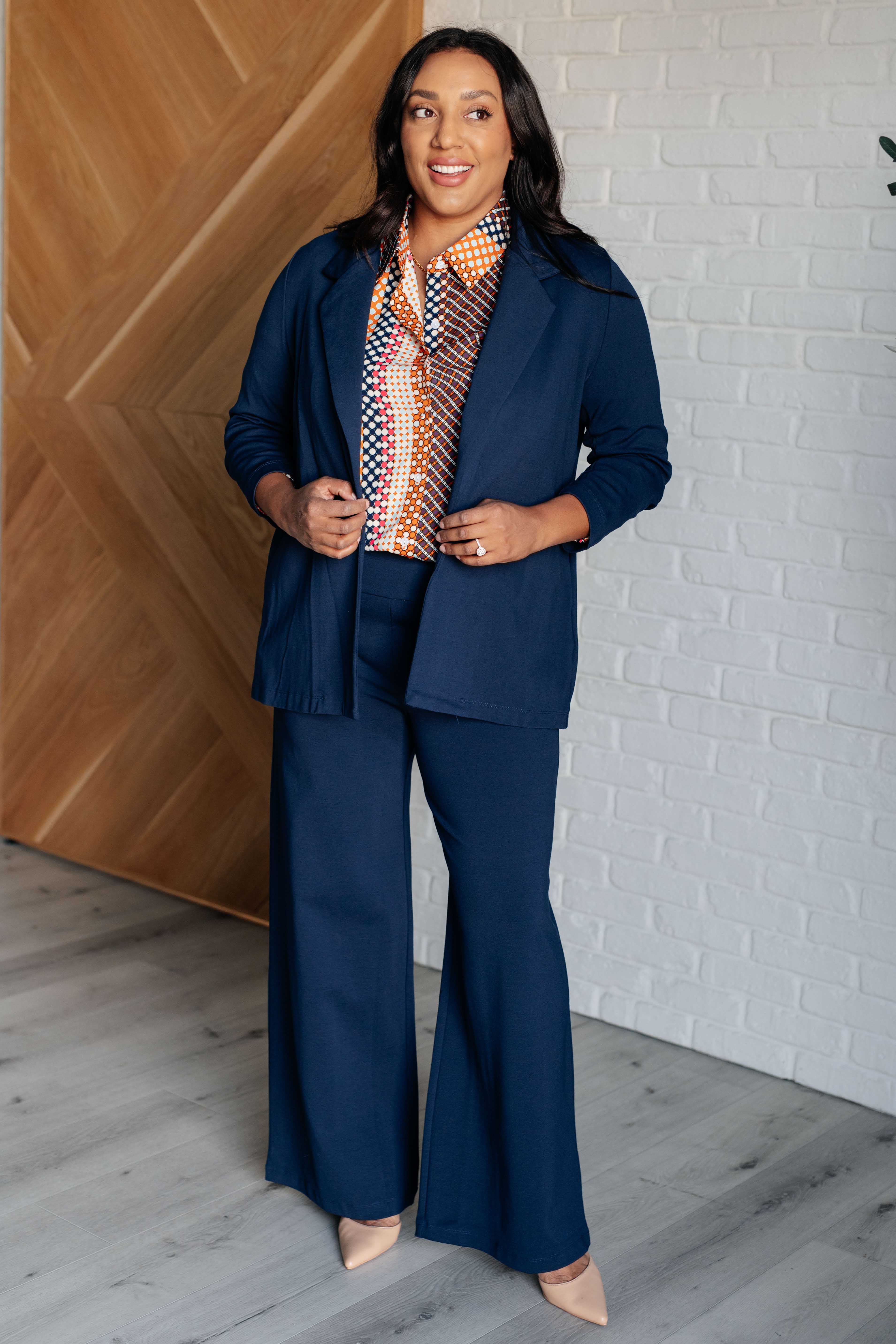 Moderately Mod Polka Dot Button Up Top Tops Ave Shops- Tilden Co.