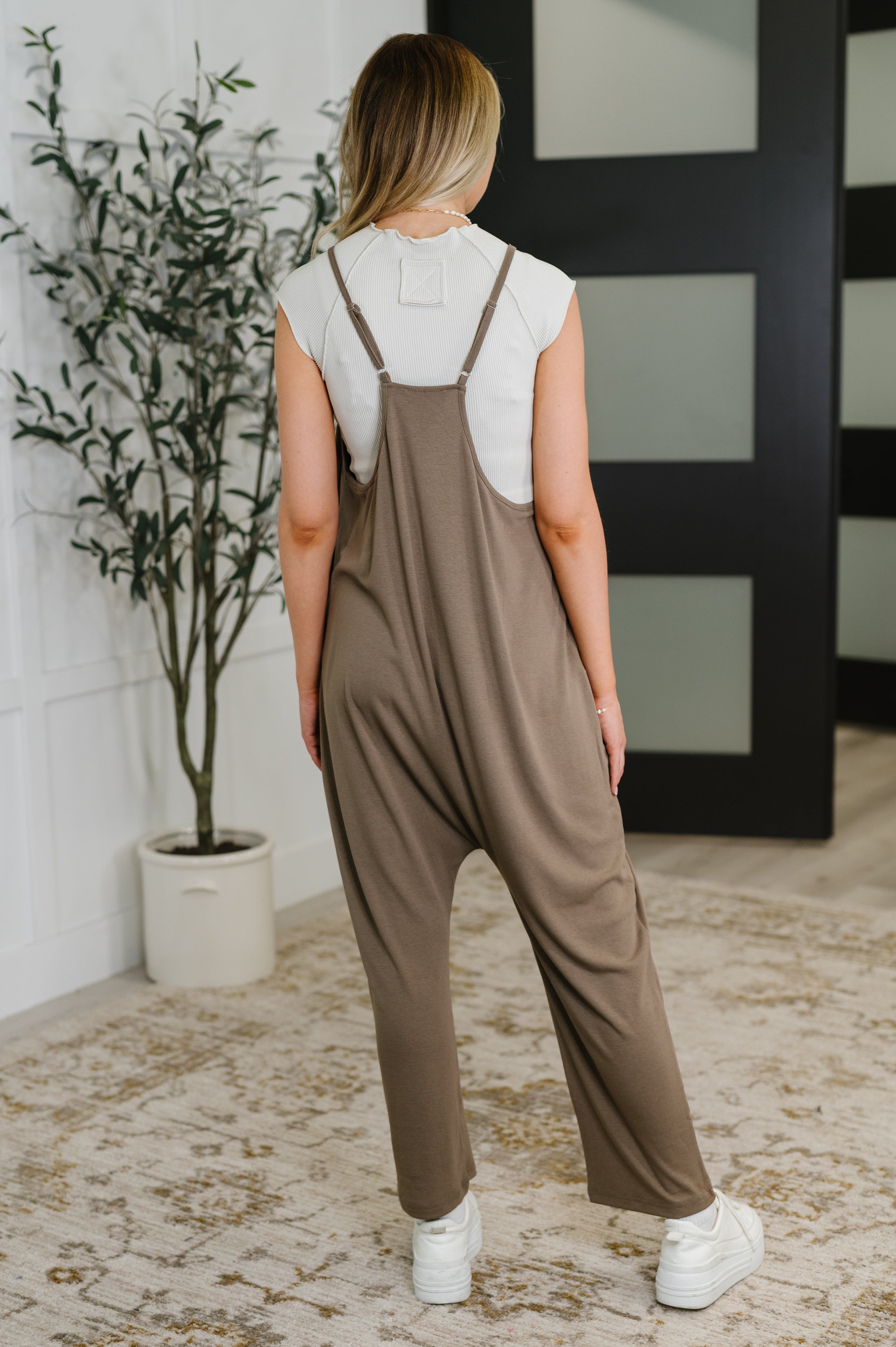 Mood Match Relaxed Spaghetti Strap Jumpsuit in Mocha Womens Ave Shops- Tilden Co.