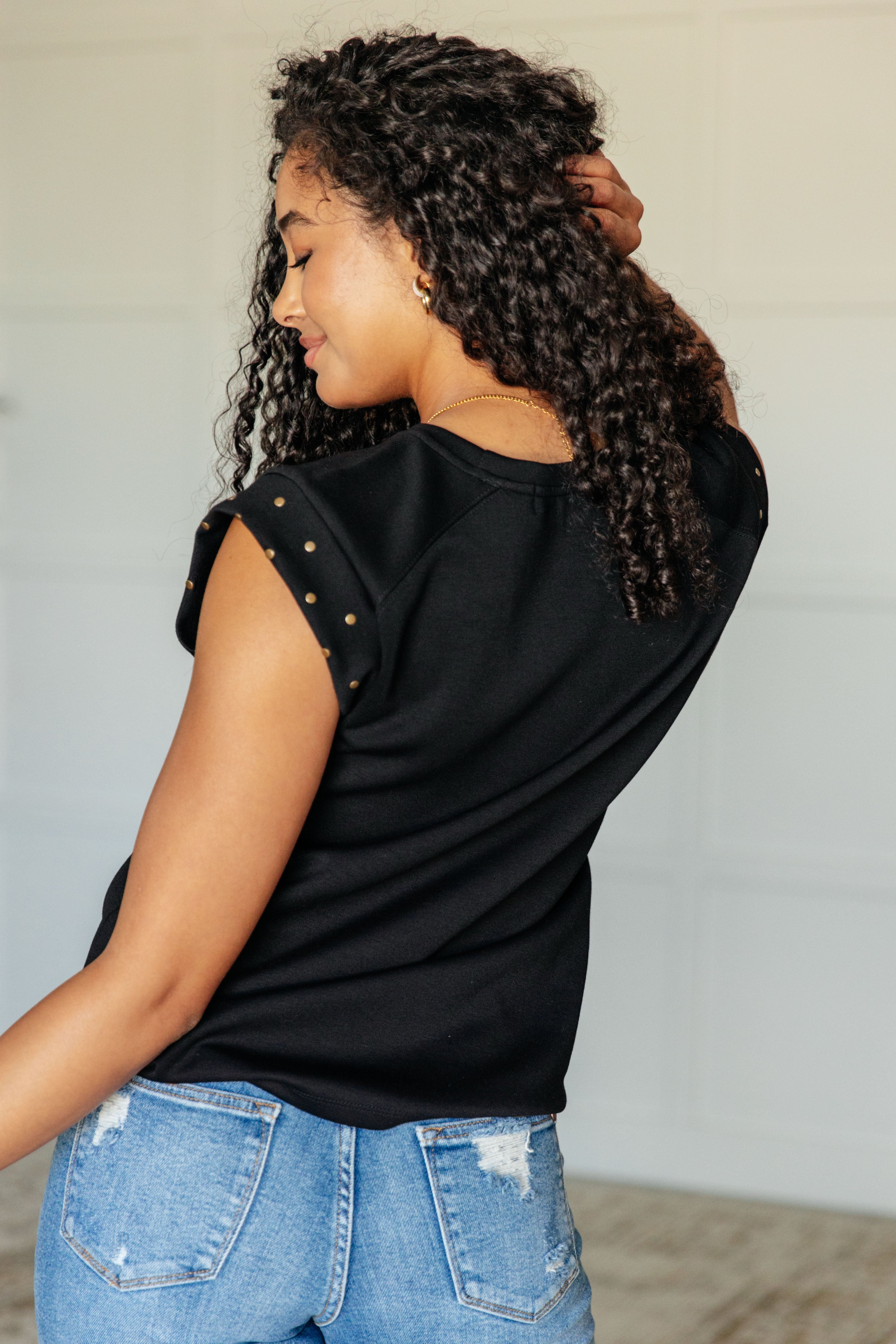 My Domain Studded Cap Sleeve Top Tops Ave Shops- Tilden Co.