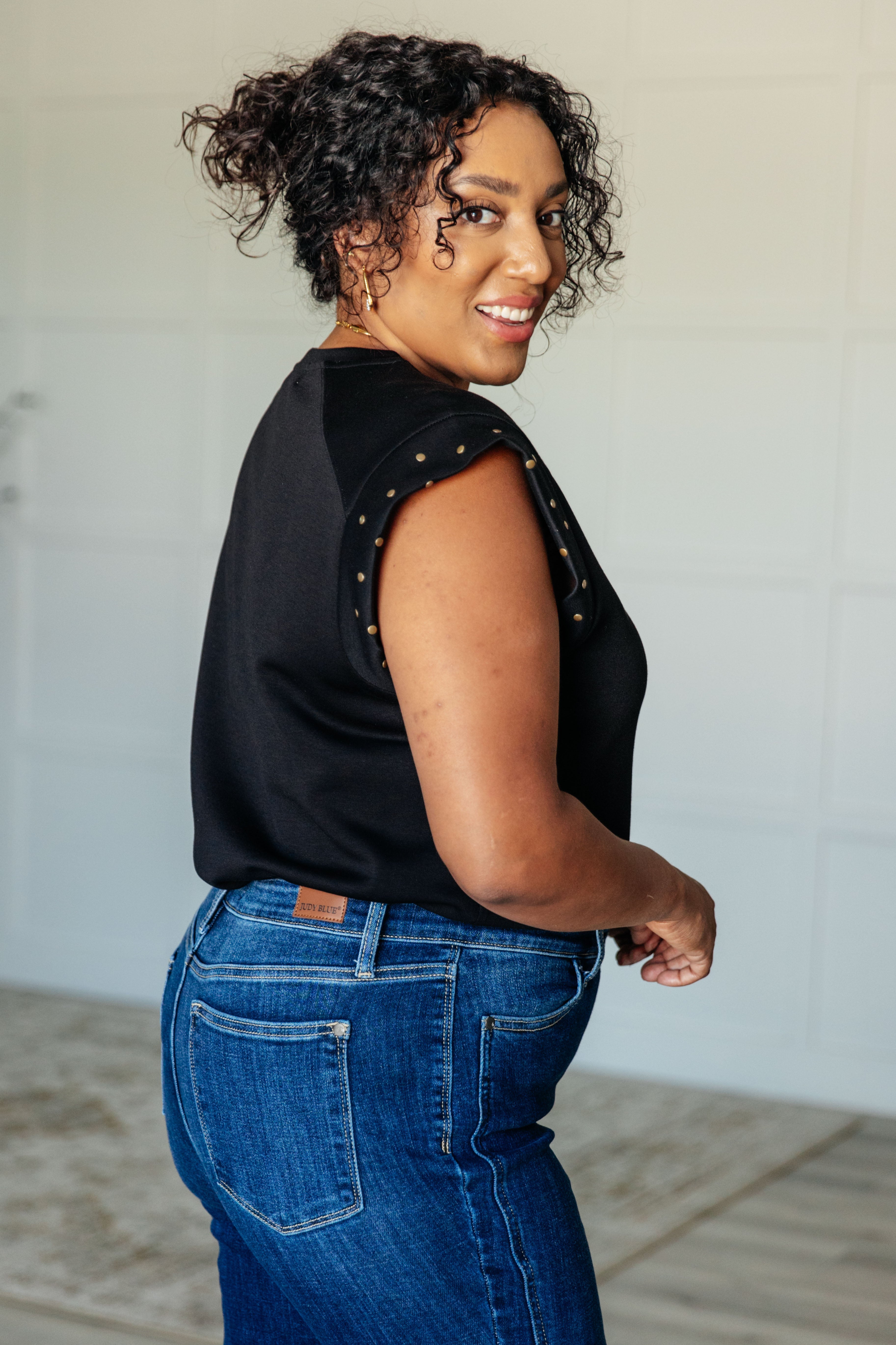 My Domain Studded Cap Sleeve Top Tops Ave Shops- Tilden Co.