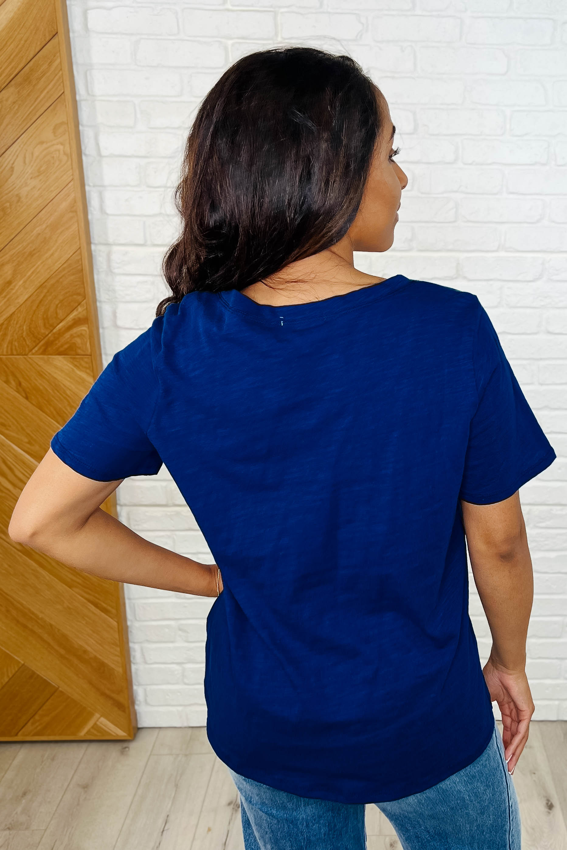 I Don't Have to Choose V-Neck Tee in Navy Womens Ave Shops- Tilden Co.
