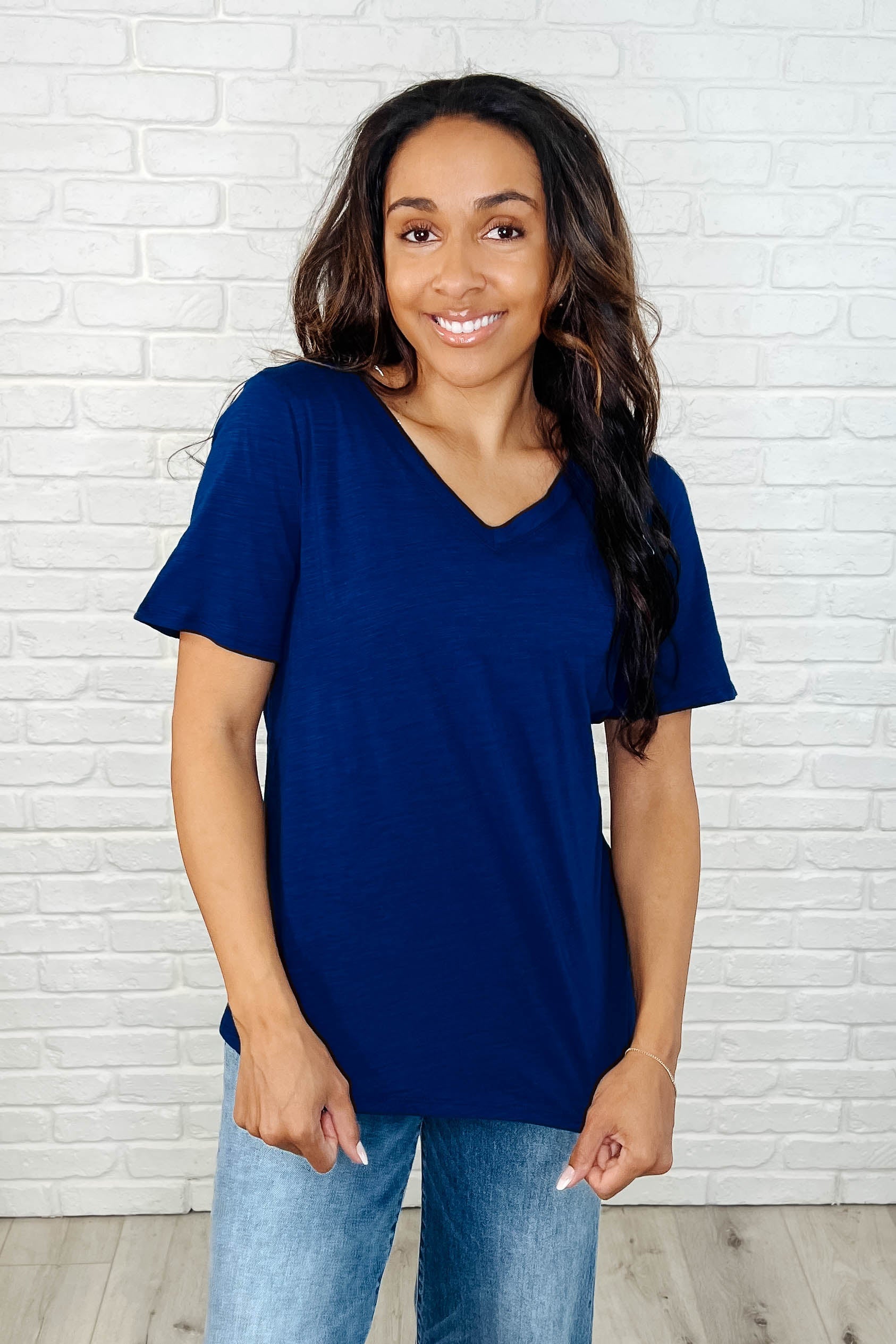 I Don't Have to Choose V-Neck Tee in Navy Womens Ave Shops- Tilden Co.