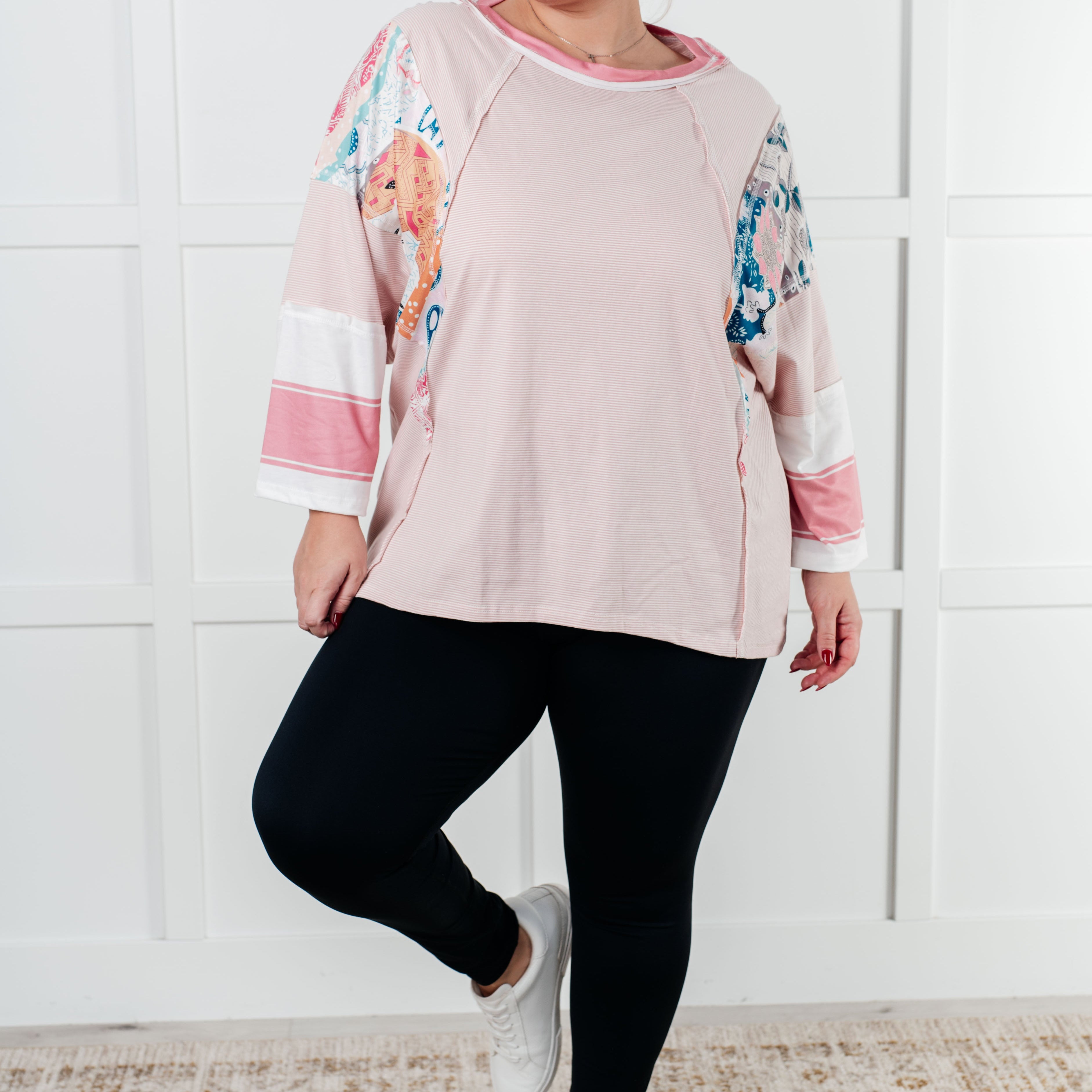 New Chapter Floral Color Block Patchwork Top Tops Ave Shops- Tilden Co.