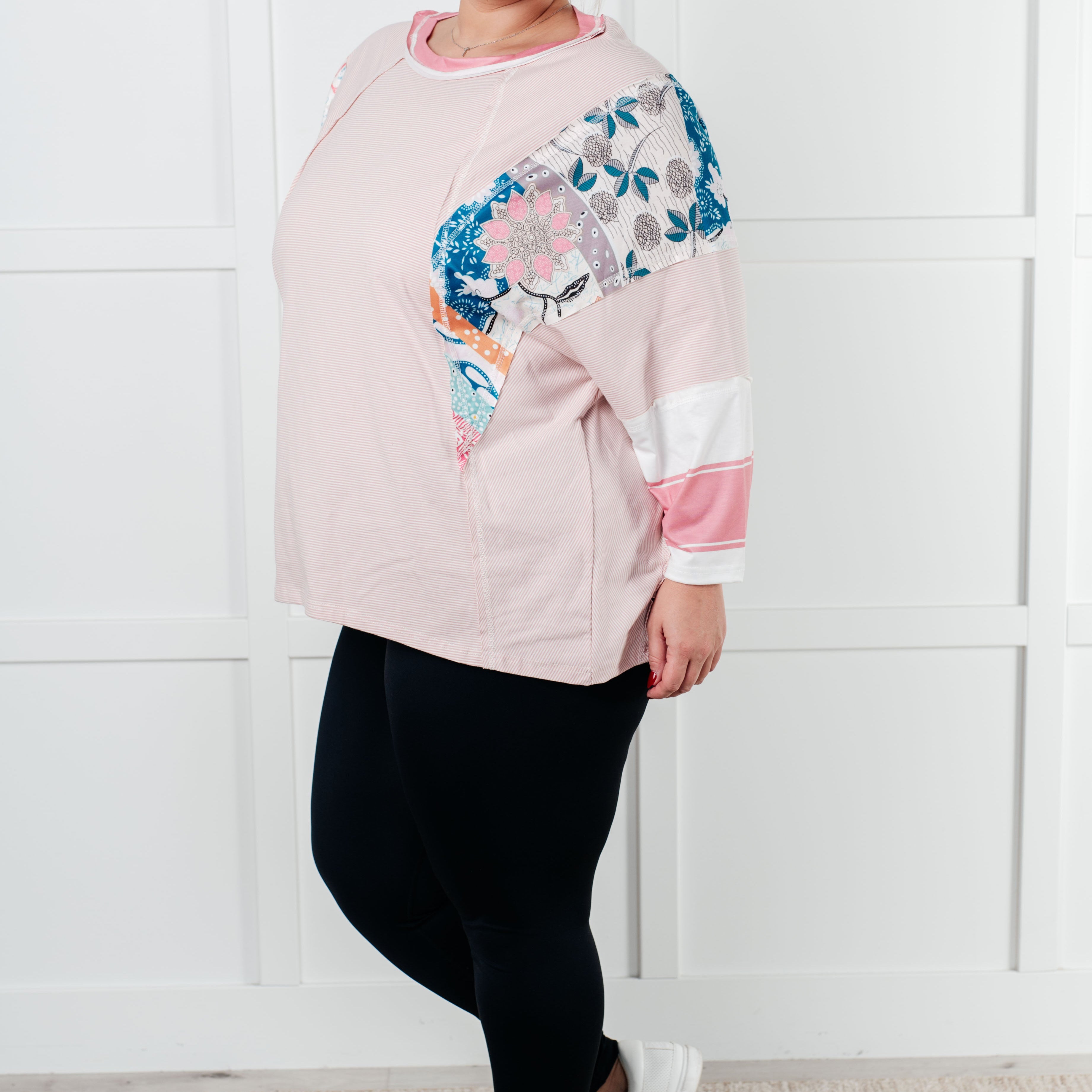 New Chapter Floral Color Block Patchwork Top Tops Ave Shops- Tilden Co.