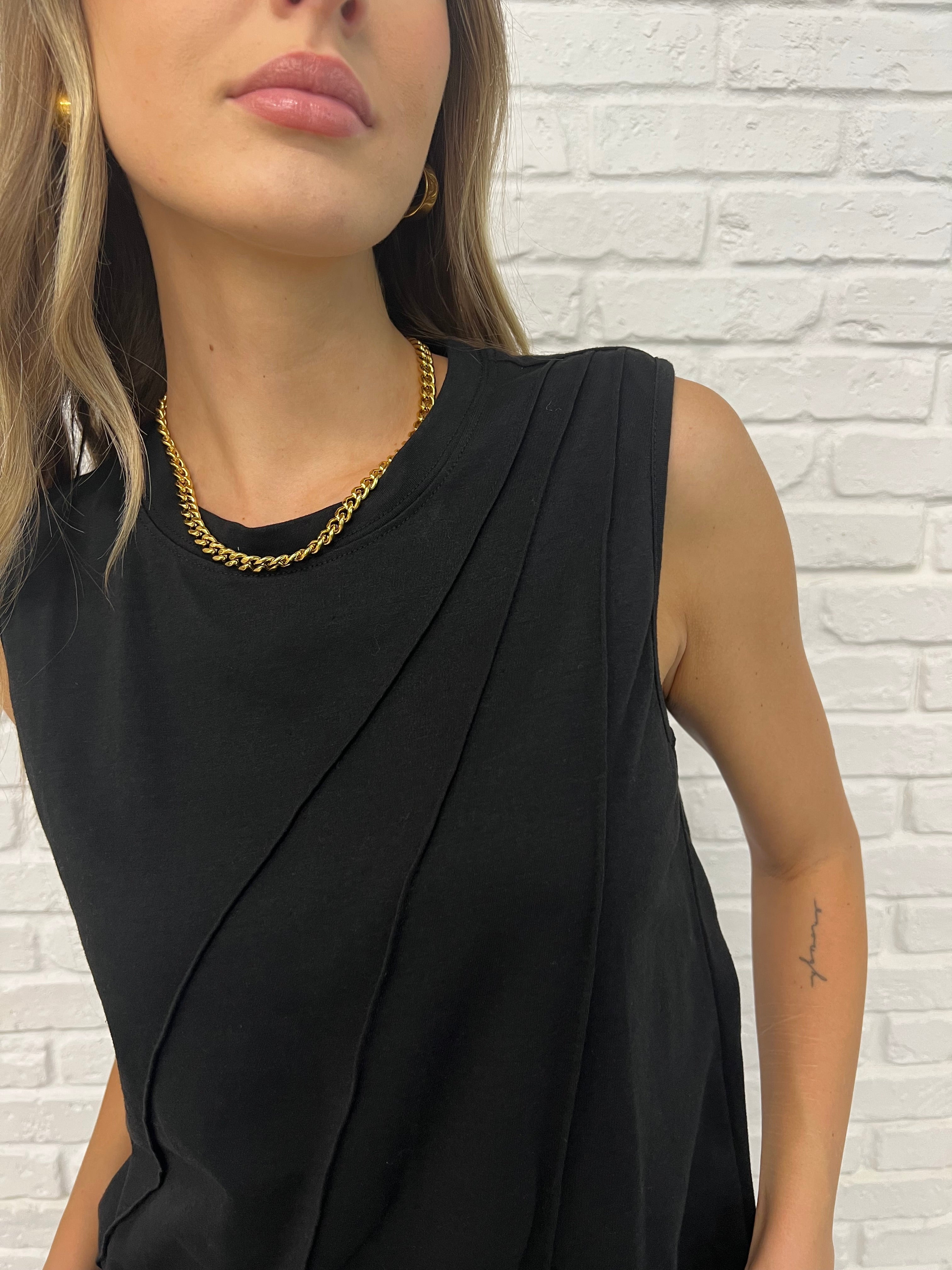 New Normal Pleat Detail Sleeveless Top in Black Womens Ave Shops- Tilden Co.