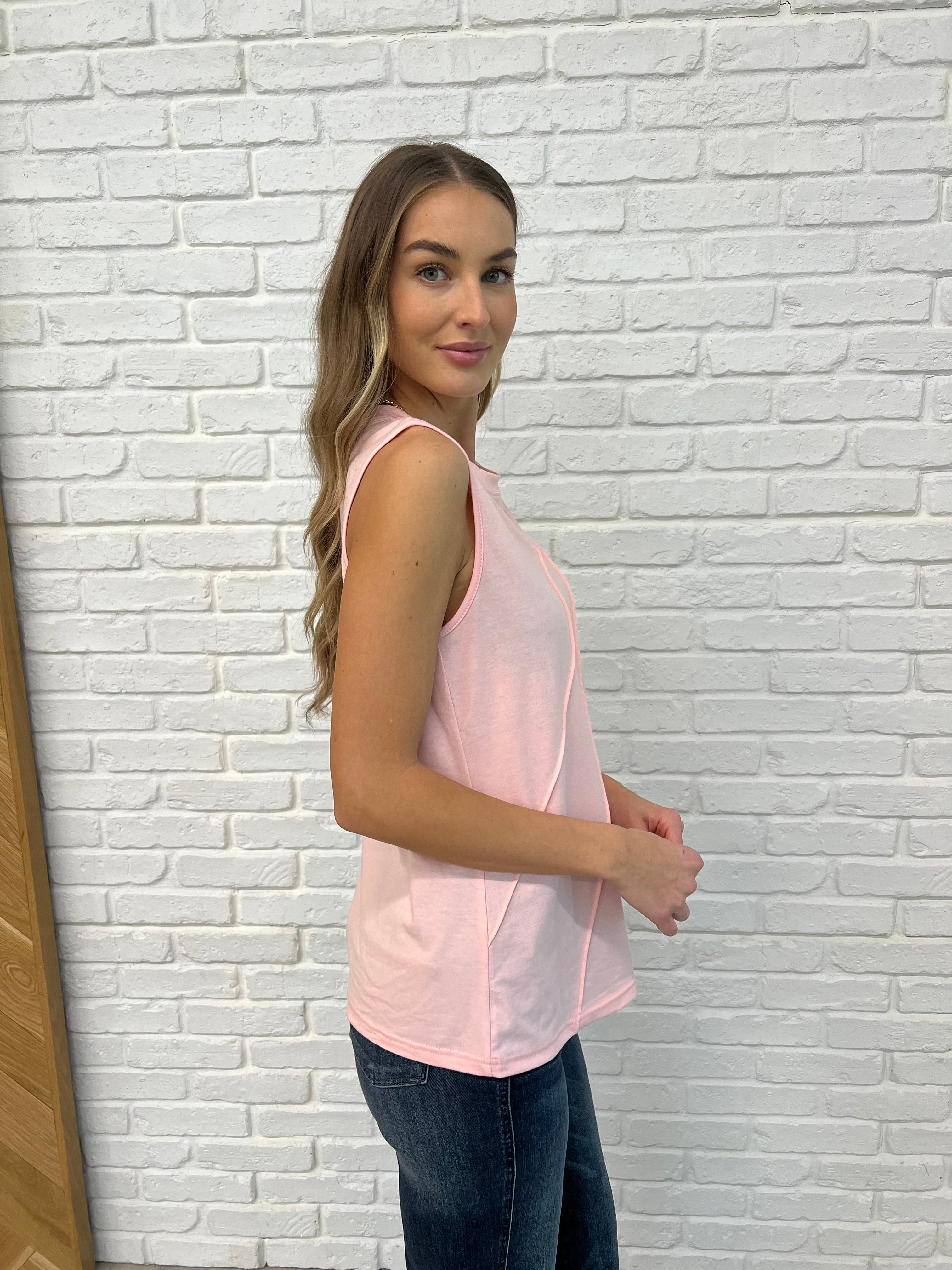 New Normal Pleat Detail Sleeveless Top in Pink Womens Ave Shops- Tilden Co.