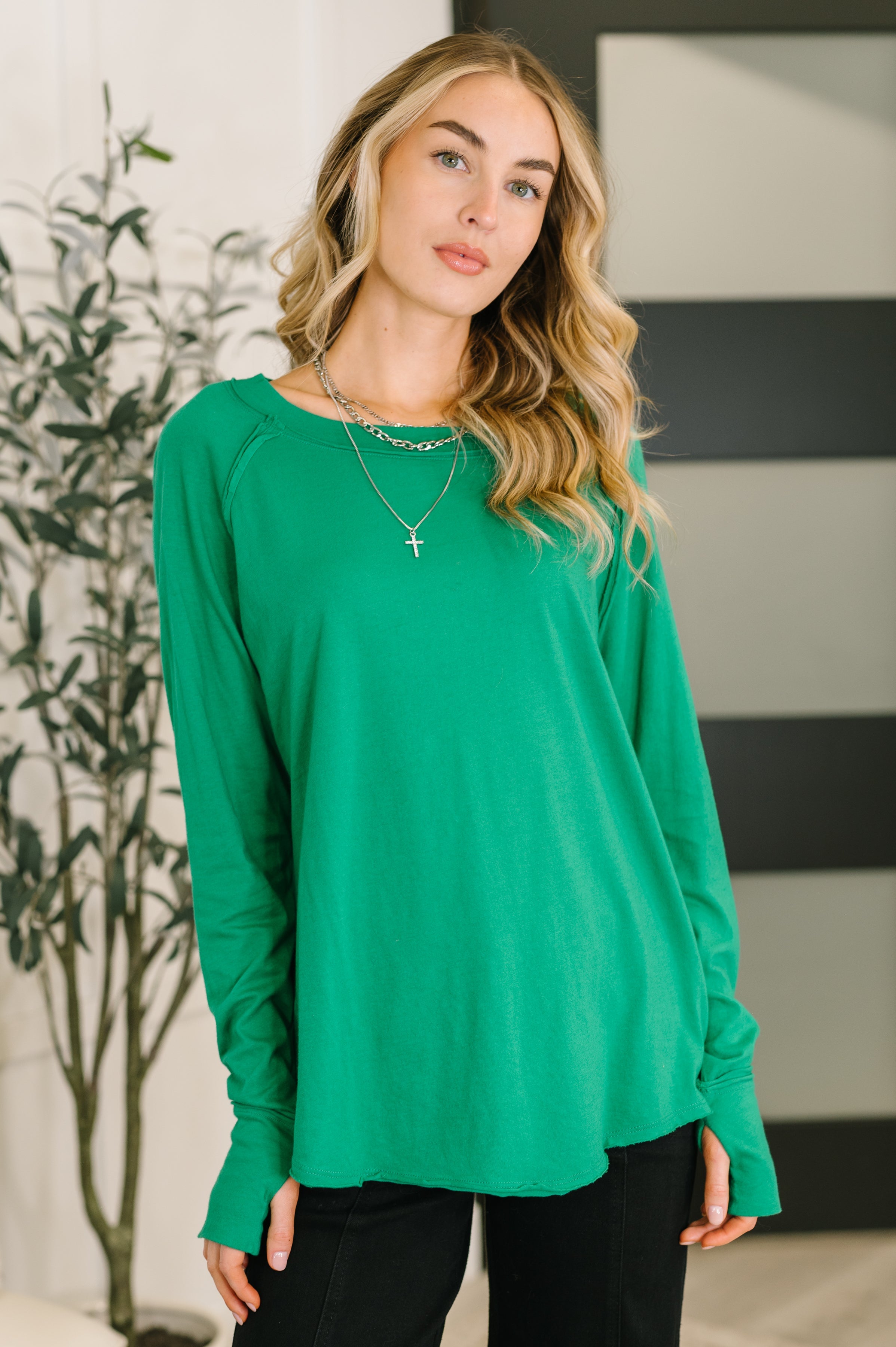 Nice to Each Other Raglan Sleeve Top in Kelly Green Womens Ave Shops- Tilden Co.
