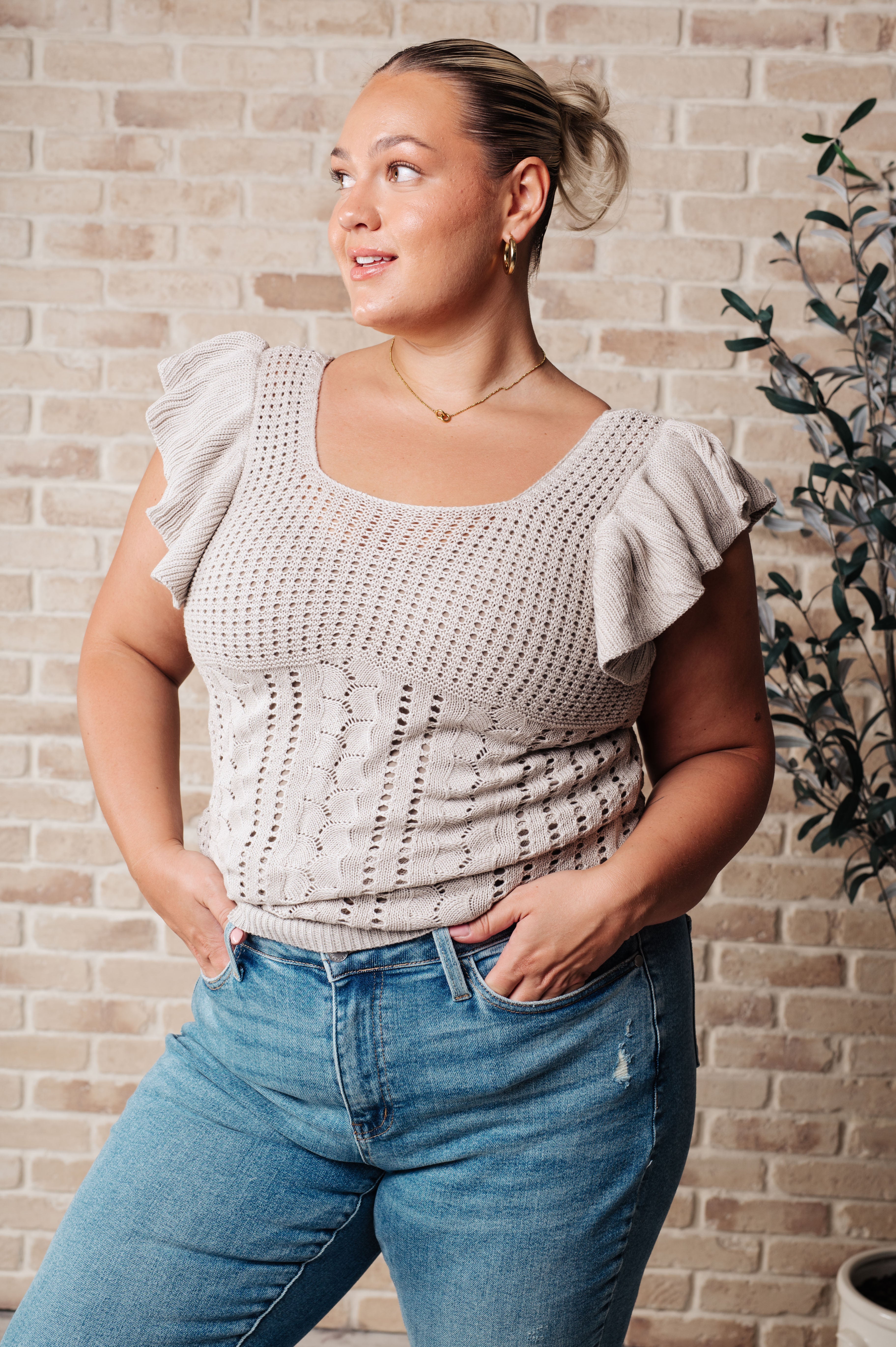 No One Knows Pointelle Knit Top Tops Ave Shops- Tilden Co.