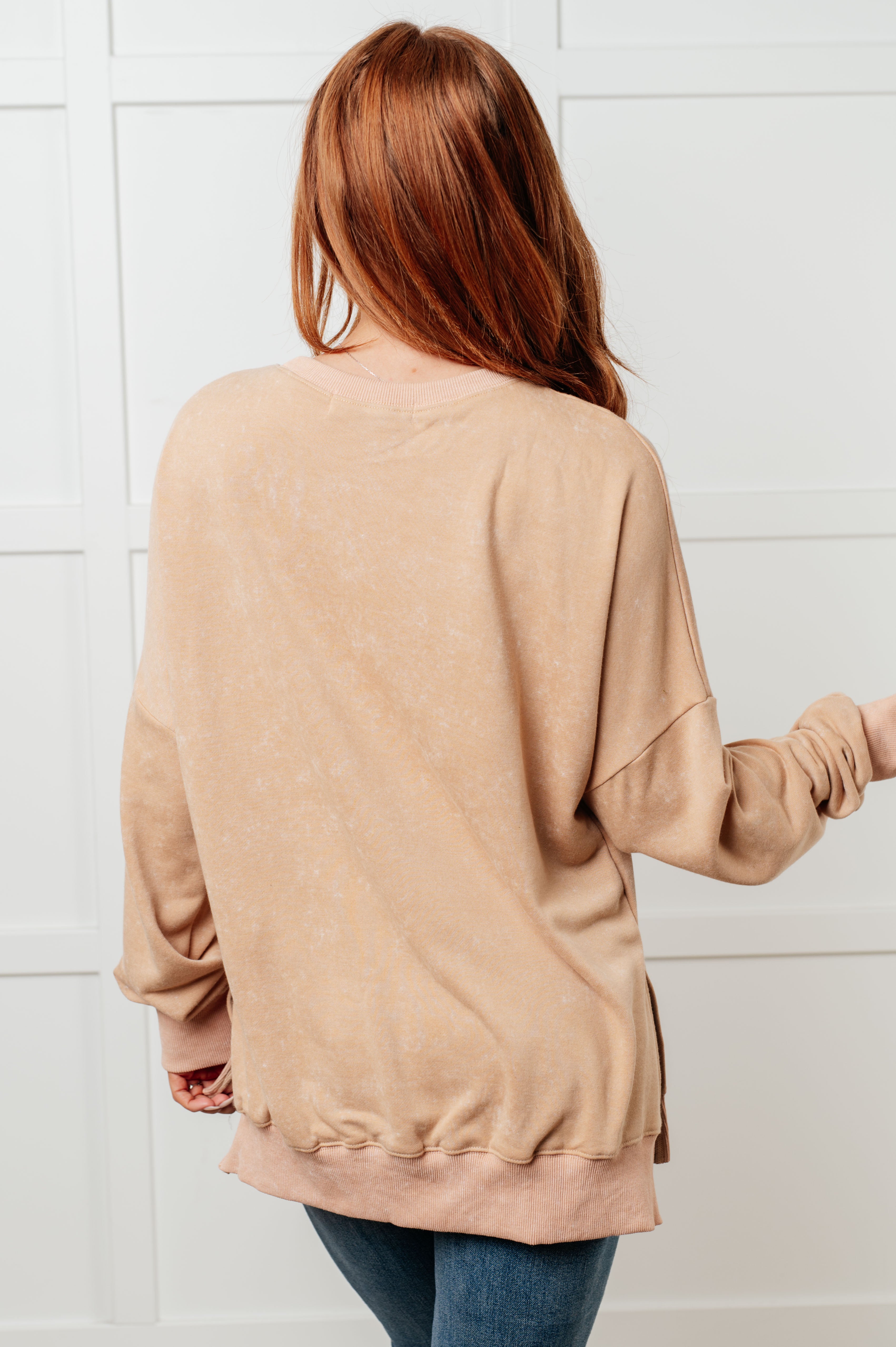No Plain Jane Oversized Sweatshirt in Khaki Tops Ave Shops- Tilden Co.