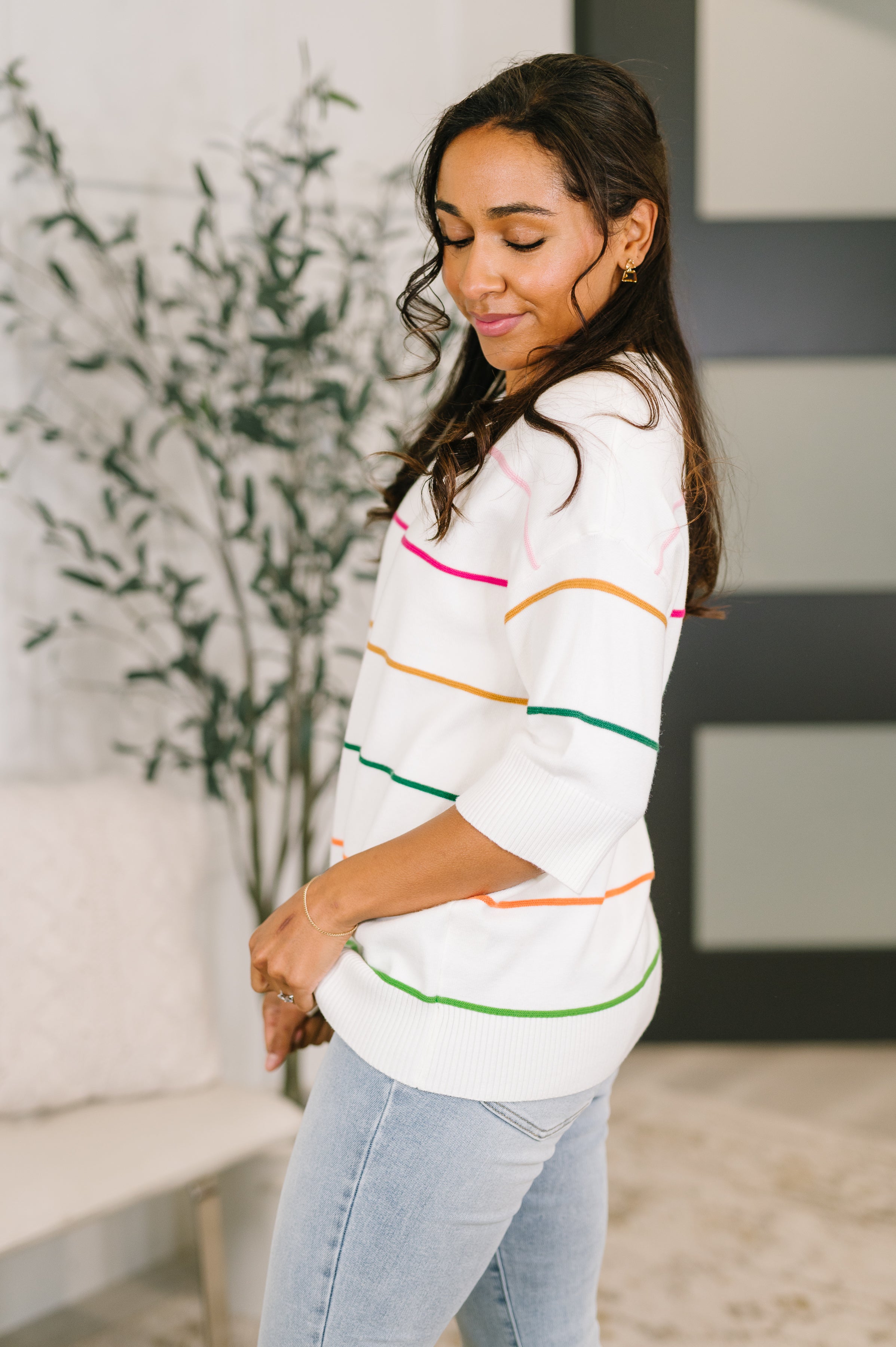Normal Volume Striped Sweater Sweater Ave Shops- Tilden Co.