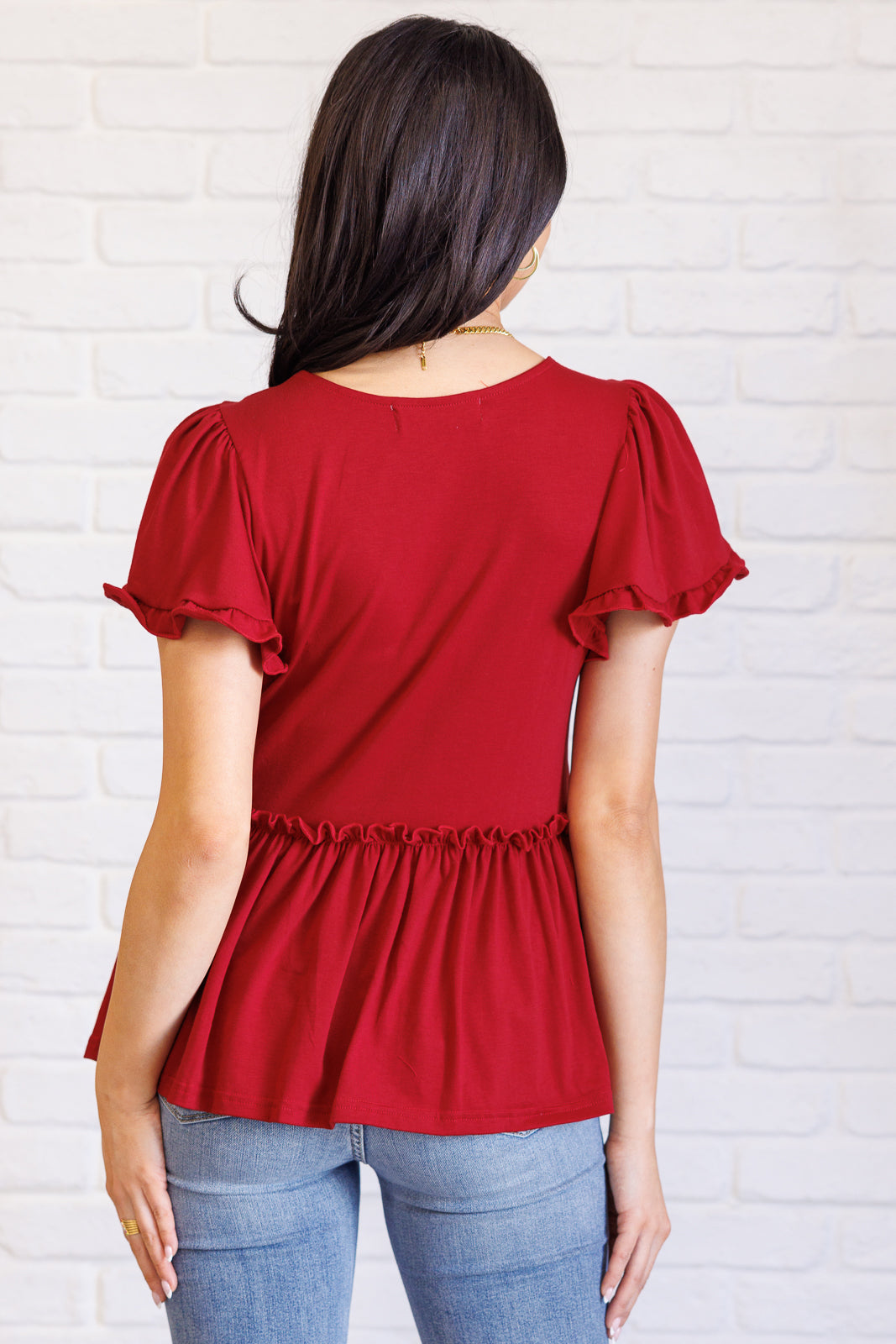 One Day Soon V-Neck Ruffle Detail Top Tops Ave Shops- Tilden Co.