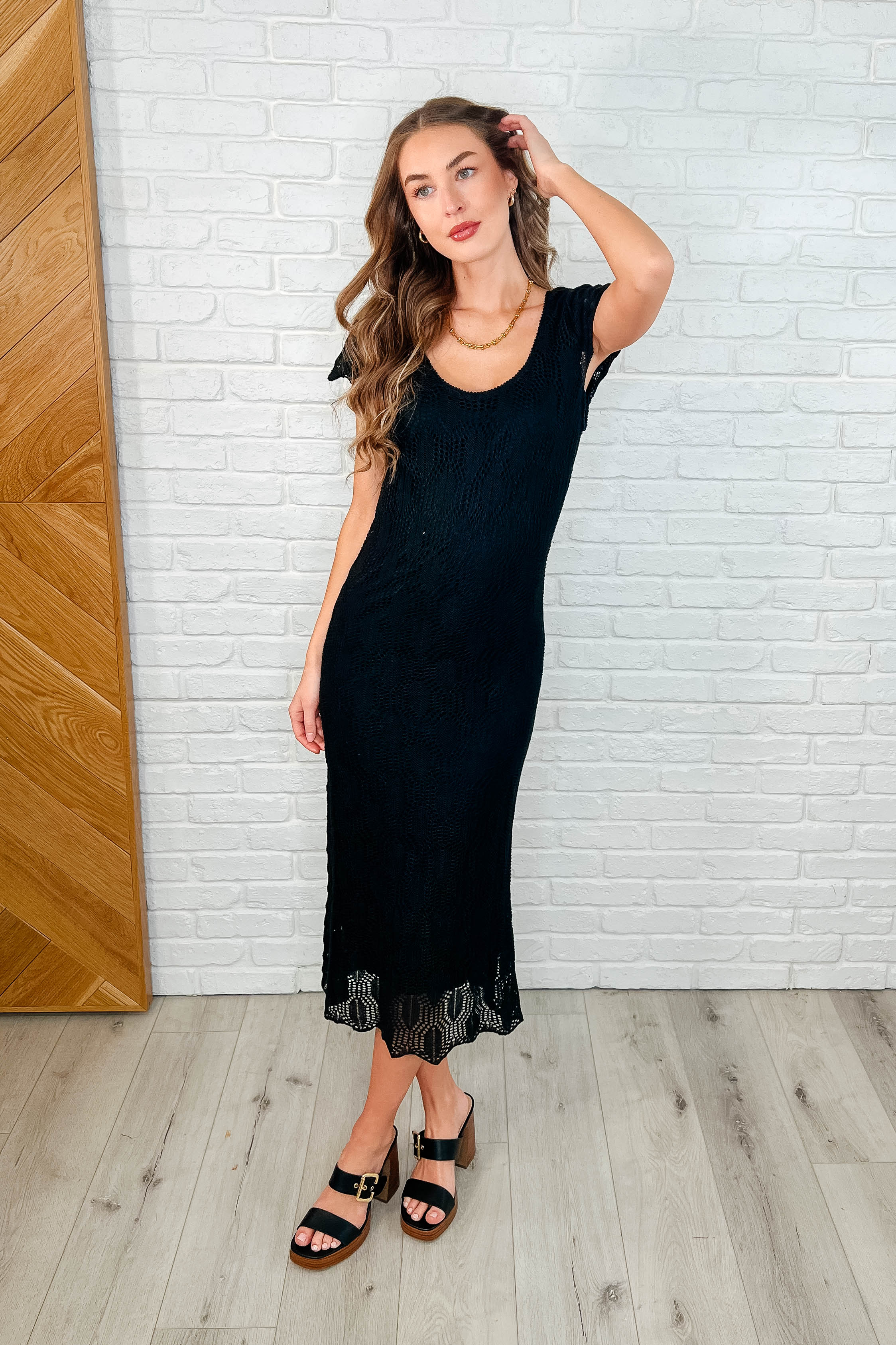 On the Town Lace Scoop Neck Dress in Black Womens Ave Shops- Tilden Co.