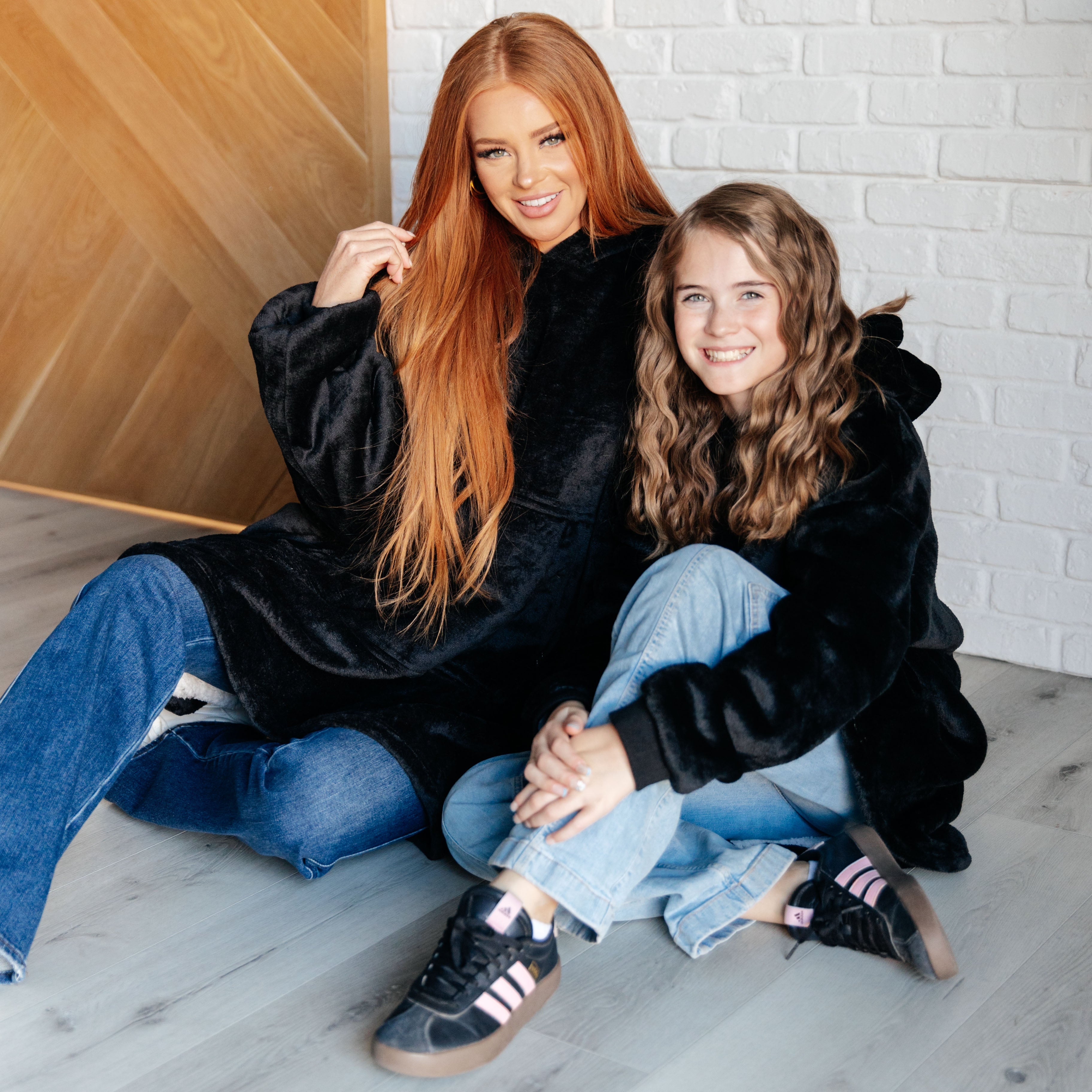 Oversized Velour Blanket Hoodie in Black Layers Ave Shops- Tilden Co.