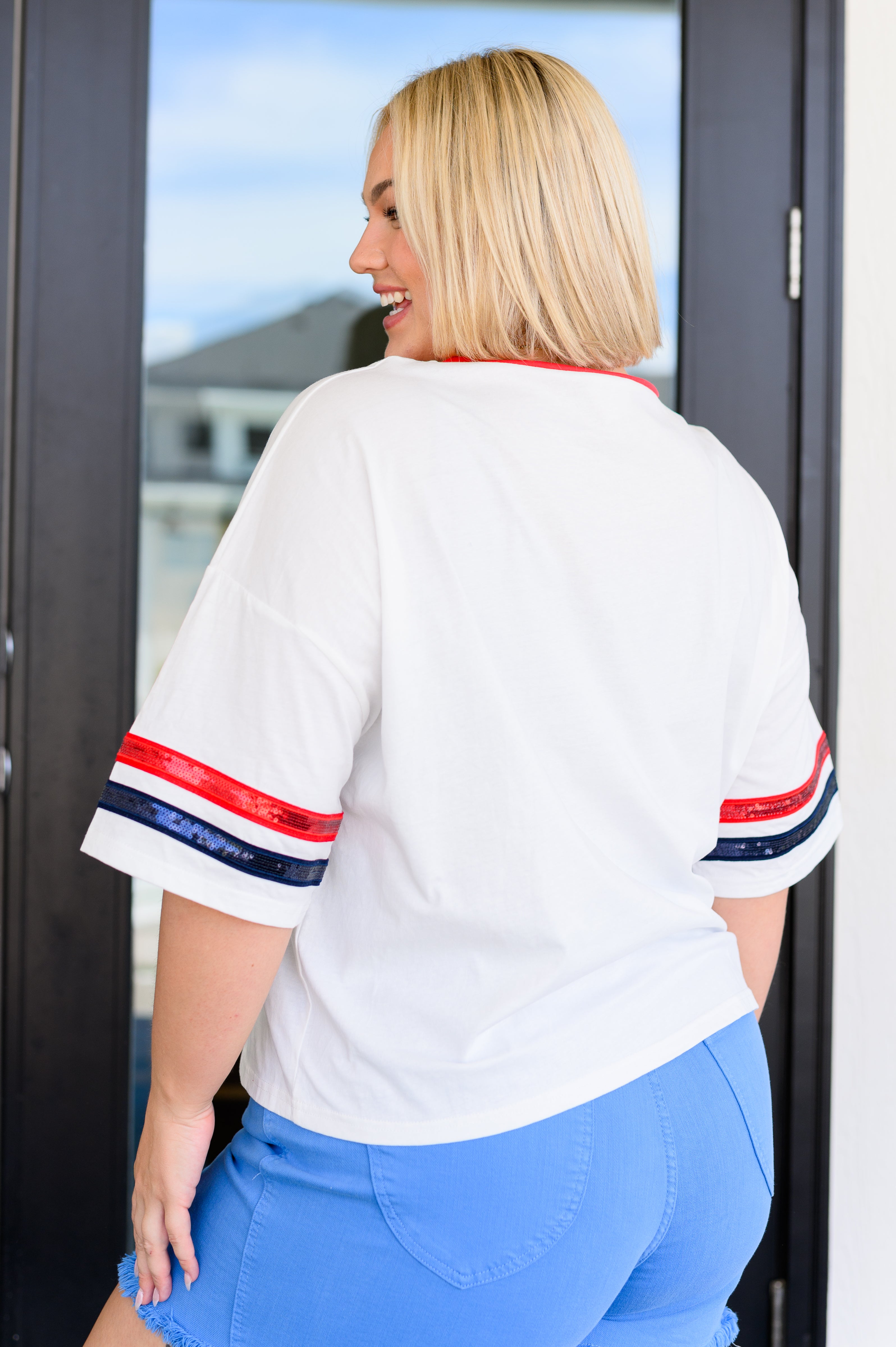 Party In The USA Drop Shoulder Top Tops Ave Shops- Tilden Co.