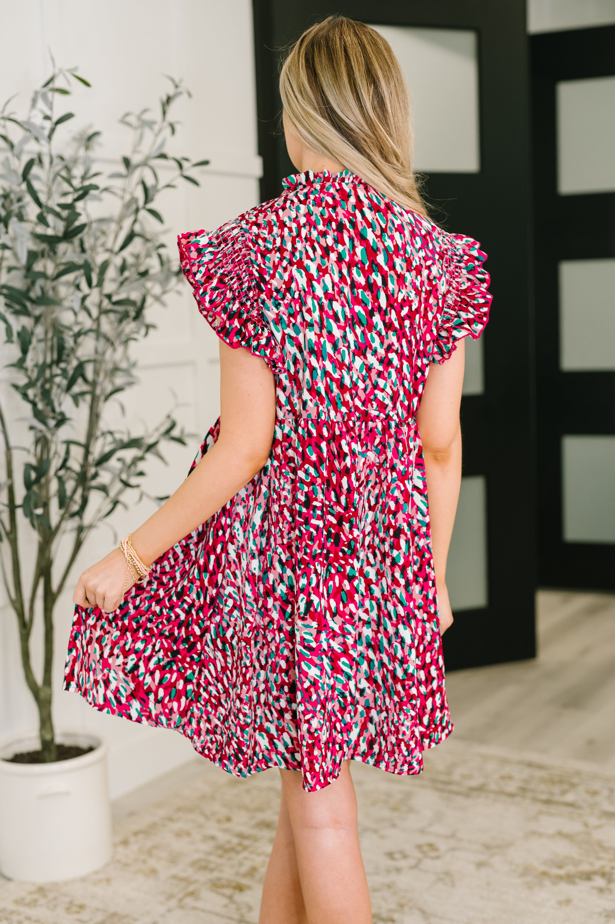 Pattern Pending Bow Detail Dress in Fuchsia and Black Womens Ave Shops- Tilden Co.