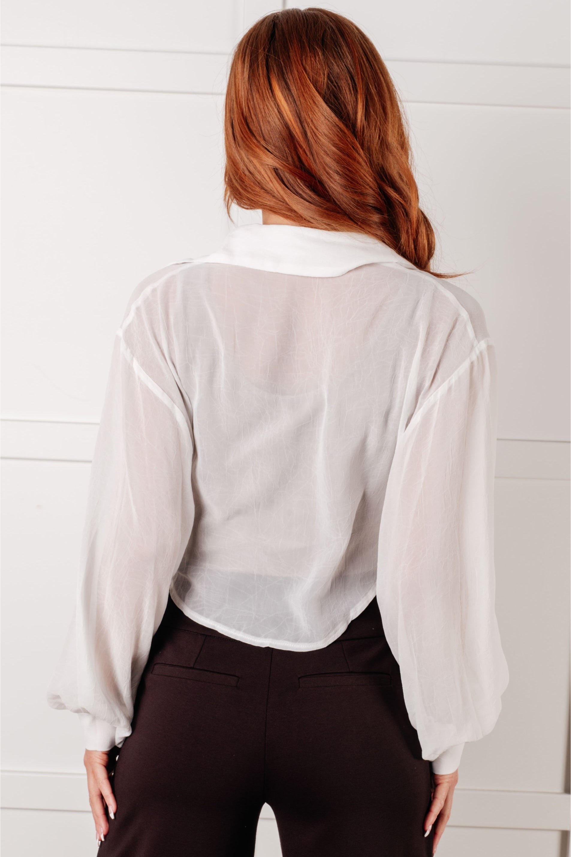 Pause and Reflect Tie Front Button Up Shirt Tops Ave Shops- Tilden Co.