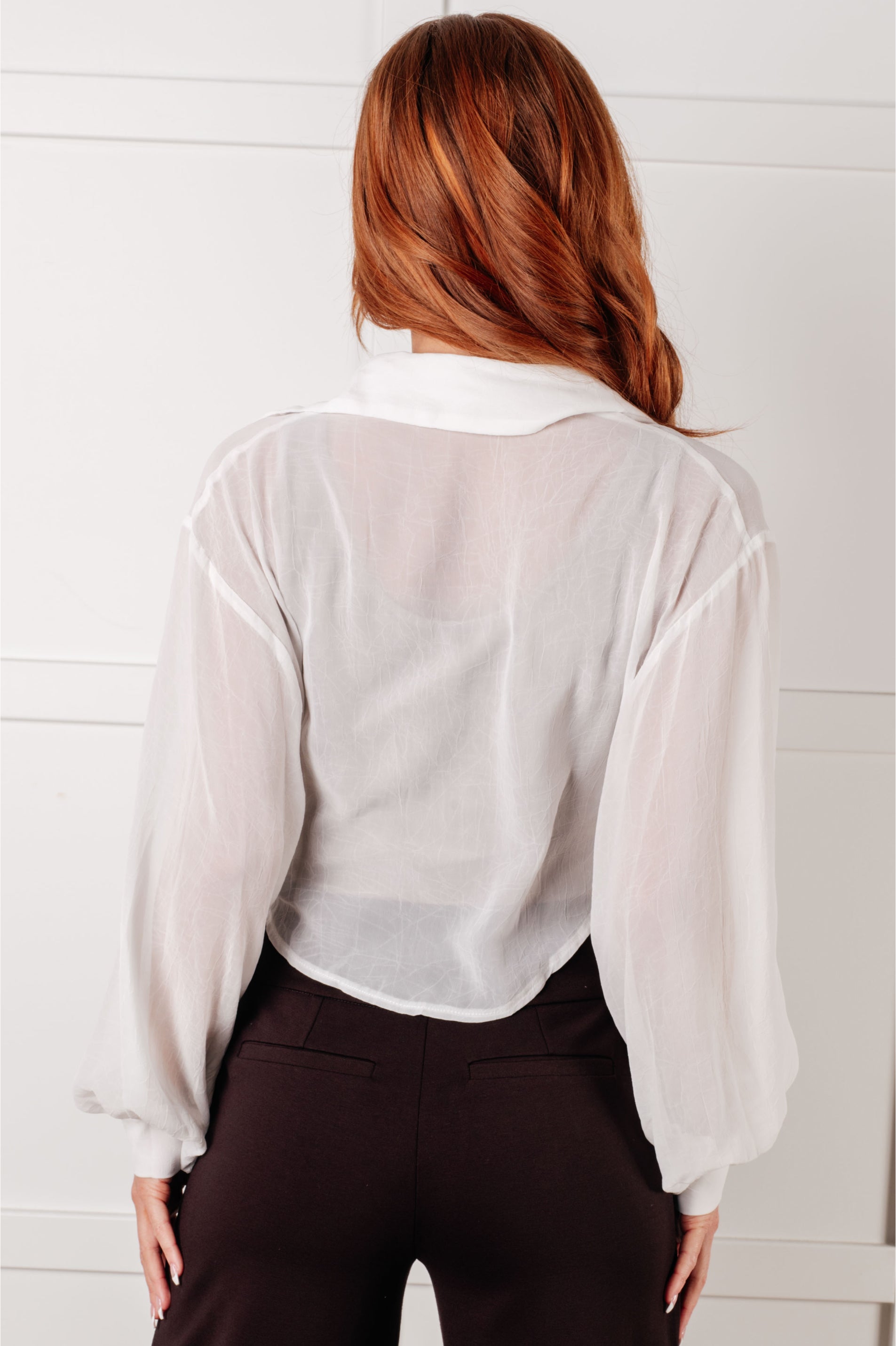 Pause and Reflect Tie Front Button Up Shirt Tops Ave Shops- Tilden Co.