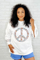 Peace, Love, and Flowers Peace Sign Top Womens Ave Shops- Tilden Co.