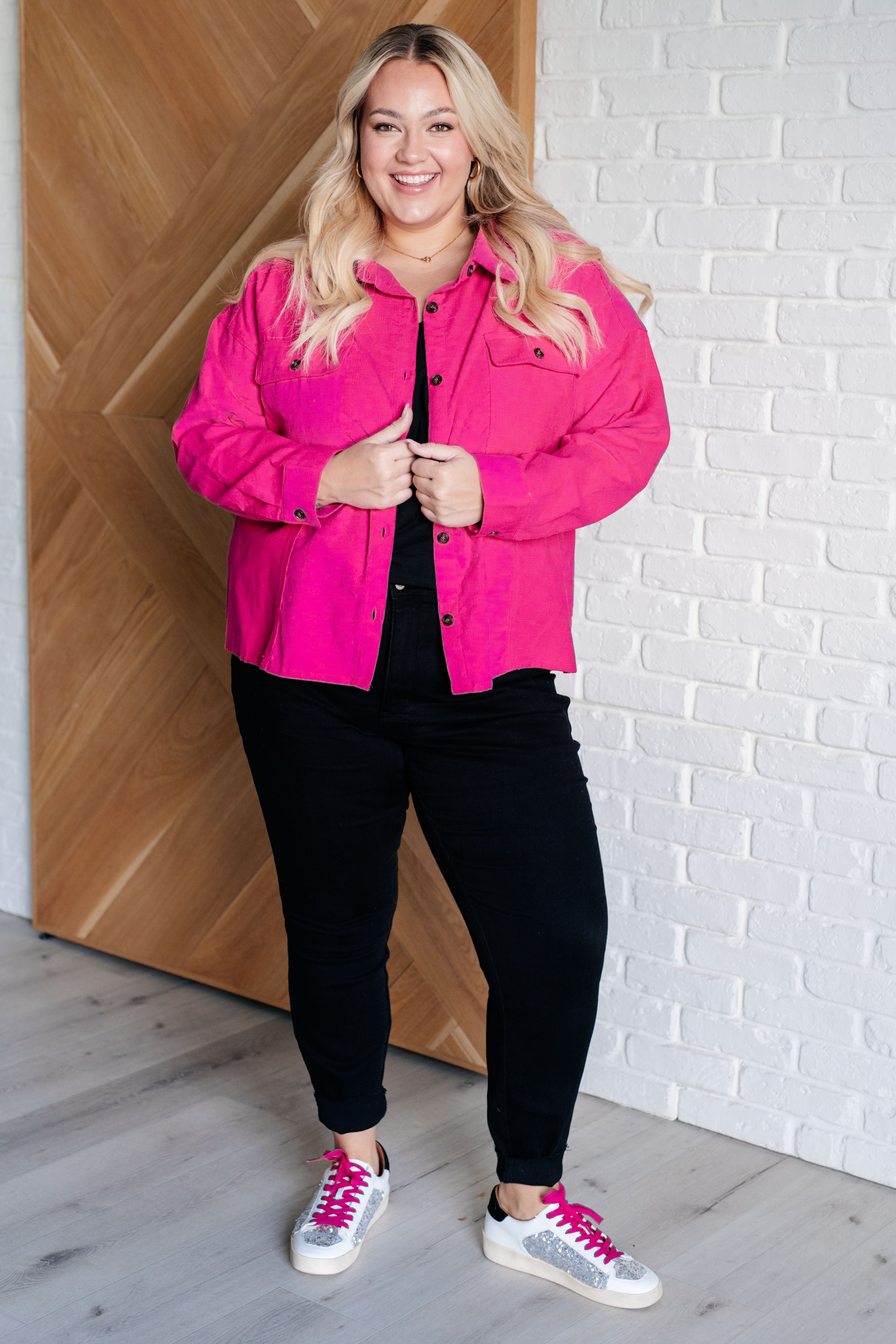 Perfect Pop of Pink Jacket Layers Ave Shops- Tilden Co.