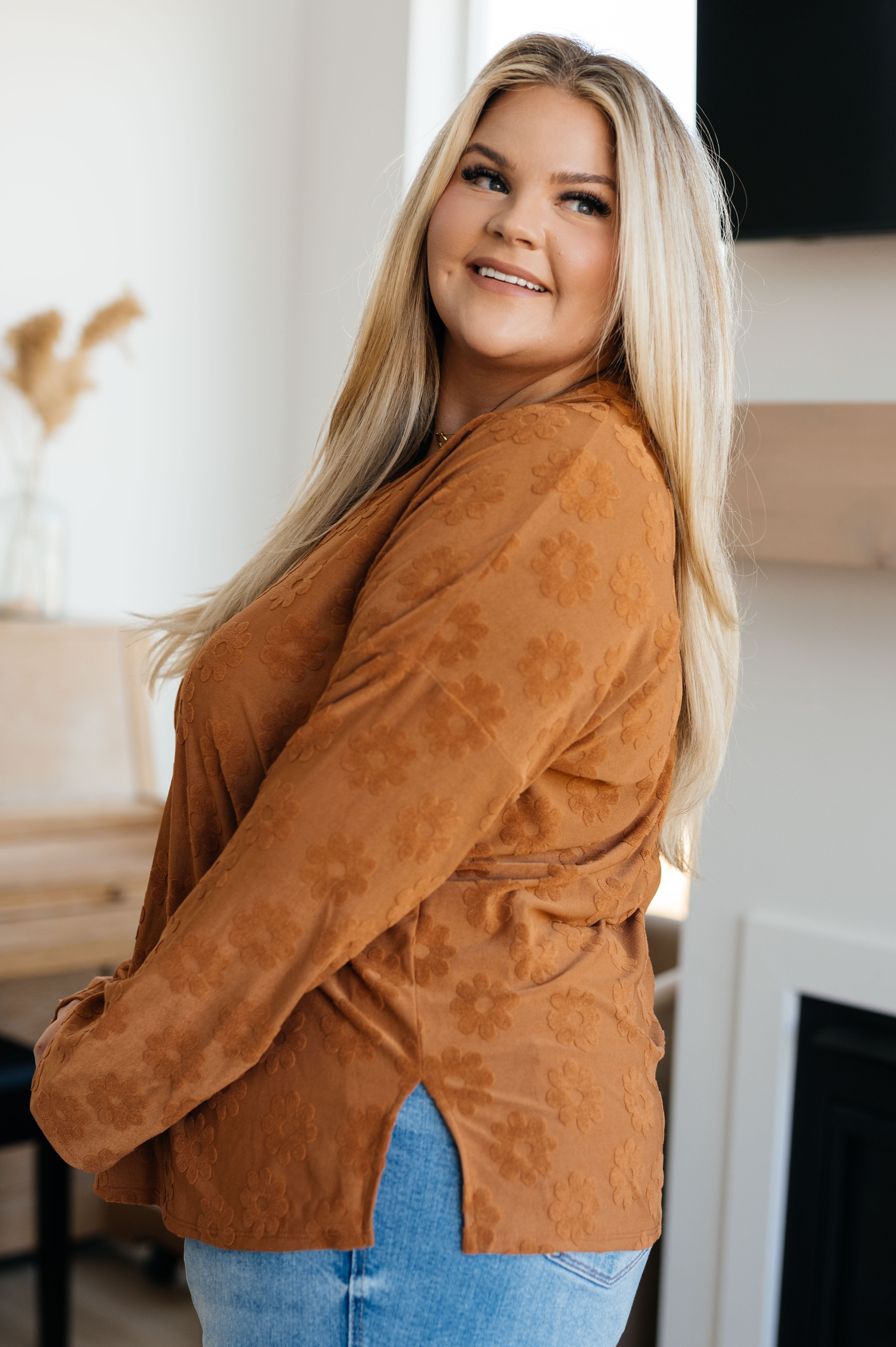 Perfect in Pansies V-Neck Top Tops Ave Shops- Tilden Co.